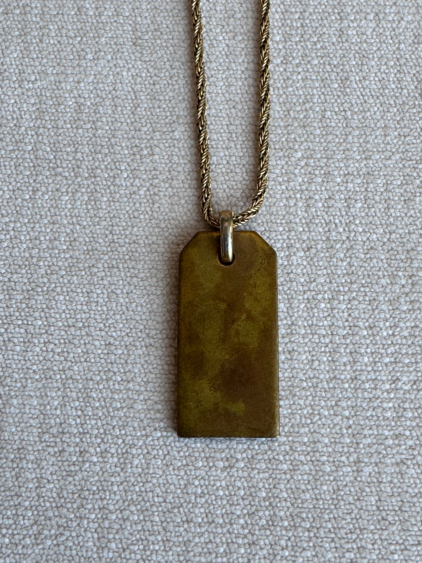 Christian Dior Gold-Tone Dog Tag Necklace Vintage Jewelry