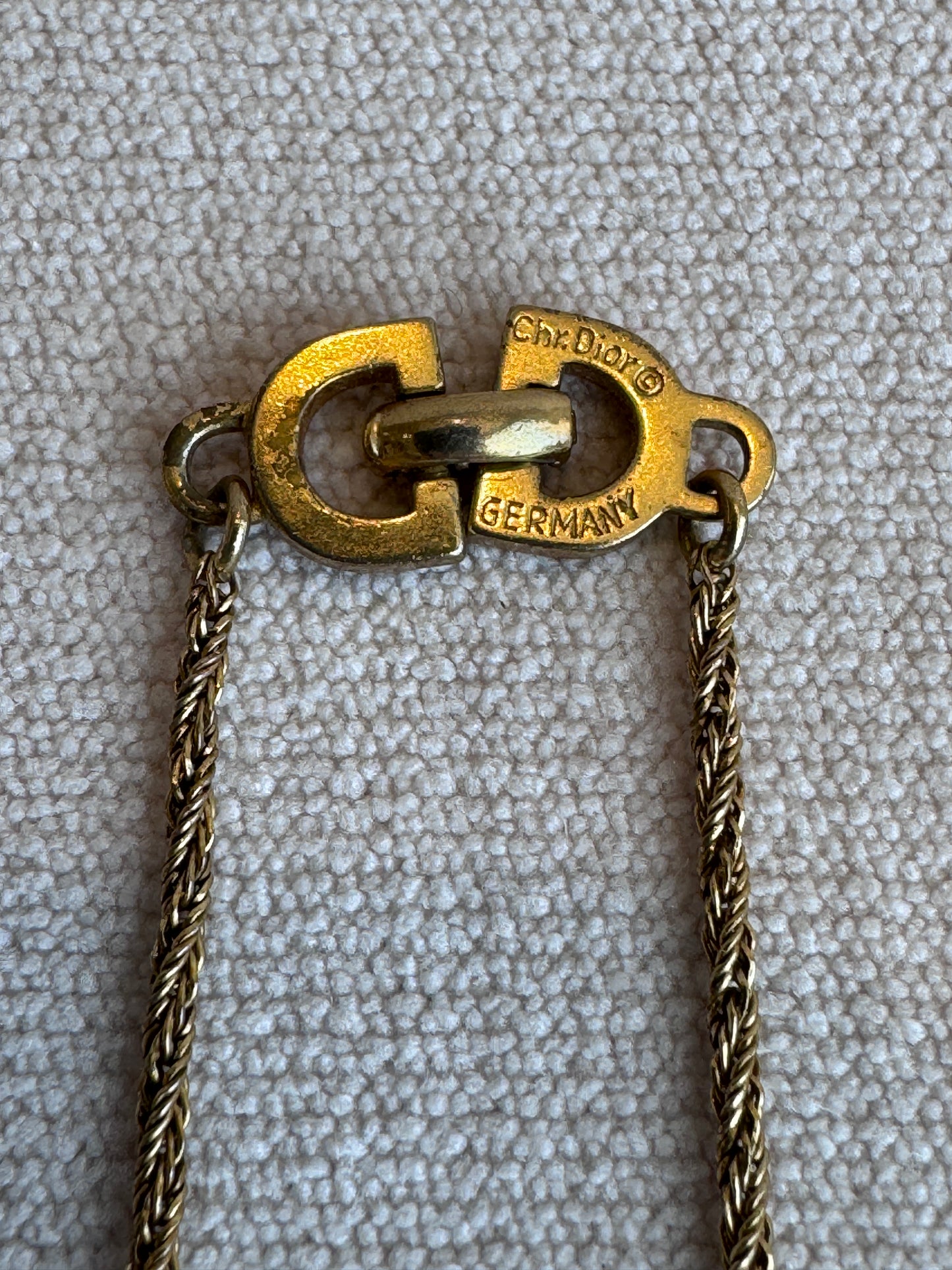 Christian Dior Gold-Tone Dog Tag Necklace Vintage Jewelry