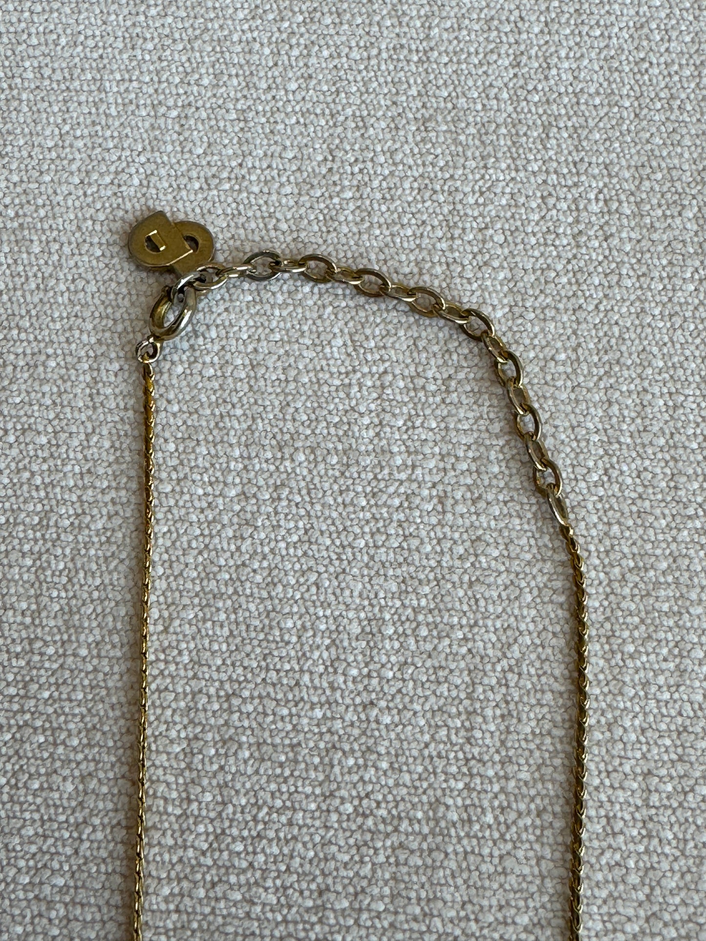 Christian Dior Crystal Heart Gold-Tone Necklace Vintage Jewelry