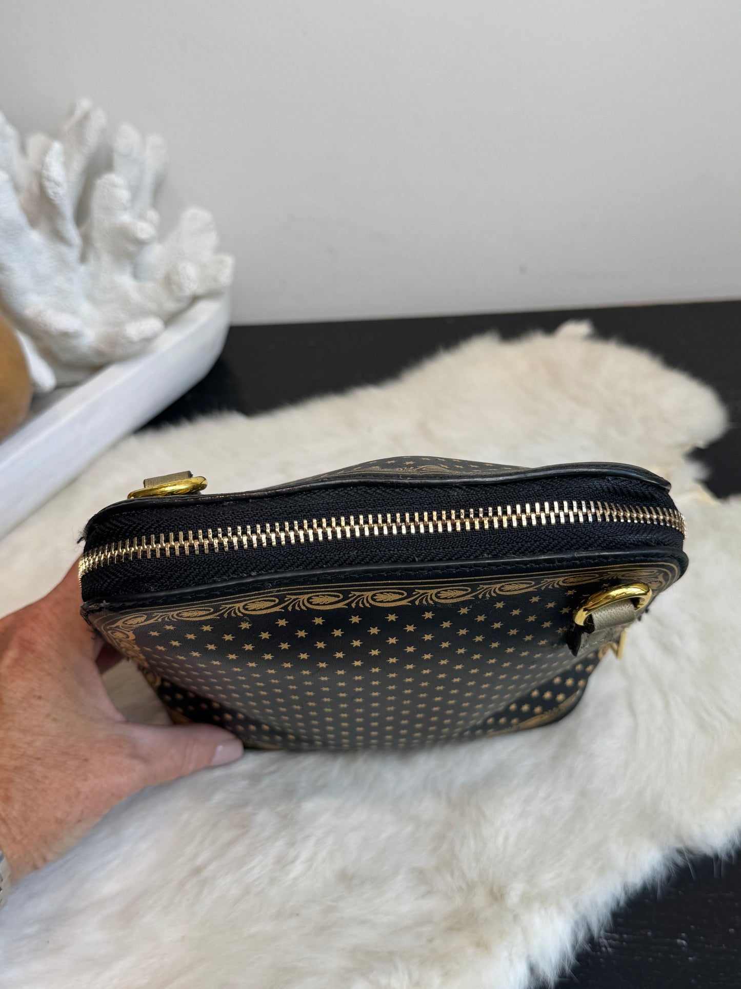 GUCCI X SEGA Calfskin Stars Mini Dome Black