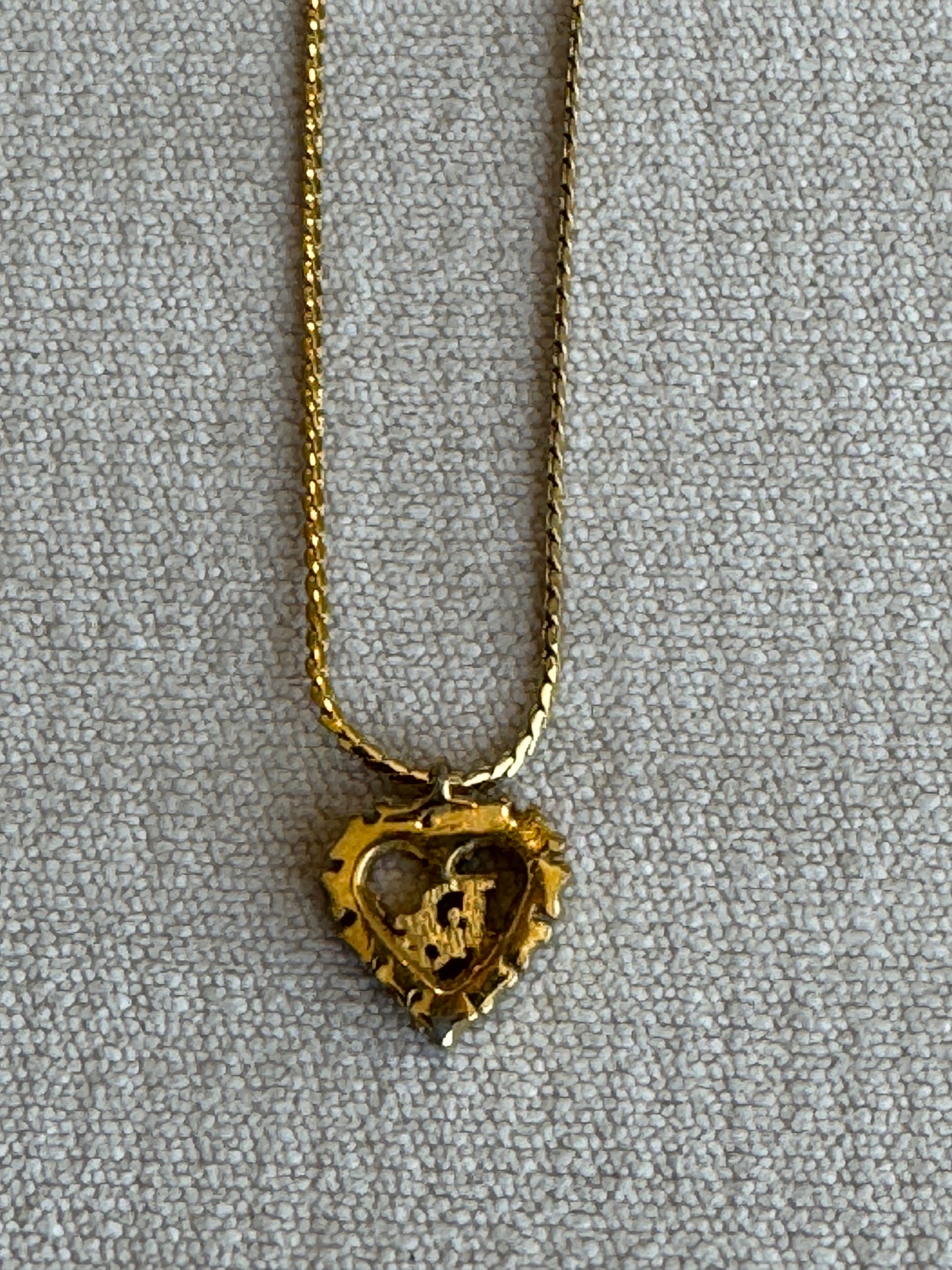 Christian Dior Crystal Heart Gold-Tone Necklace Vintage Jewelry