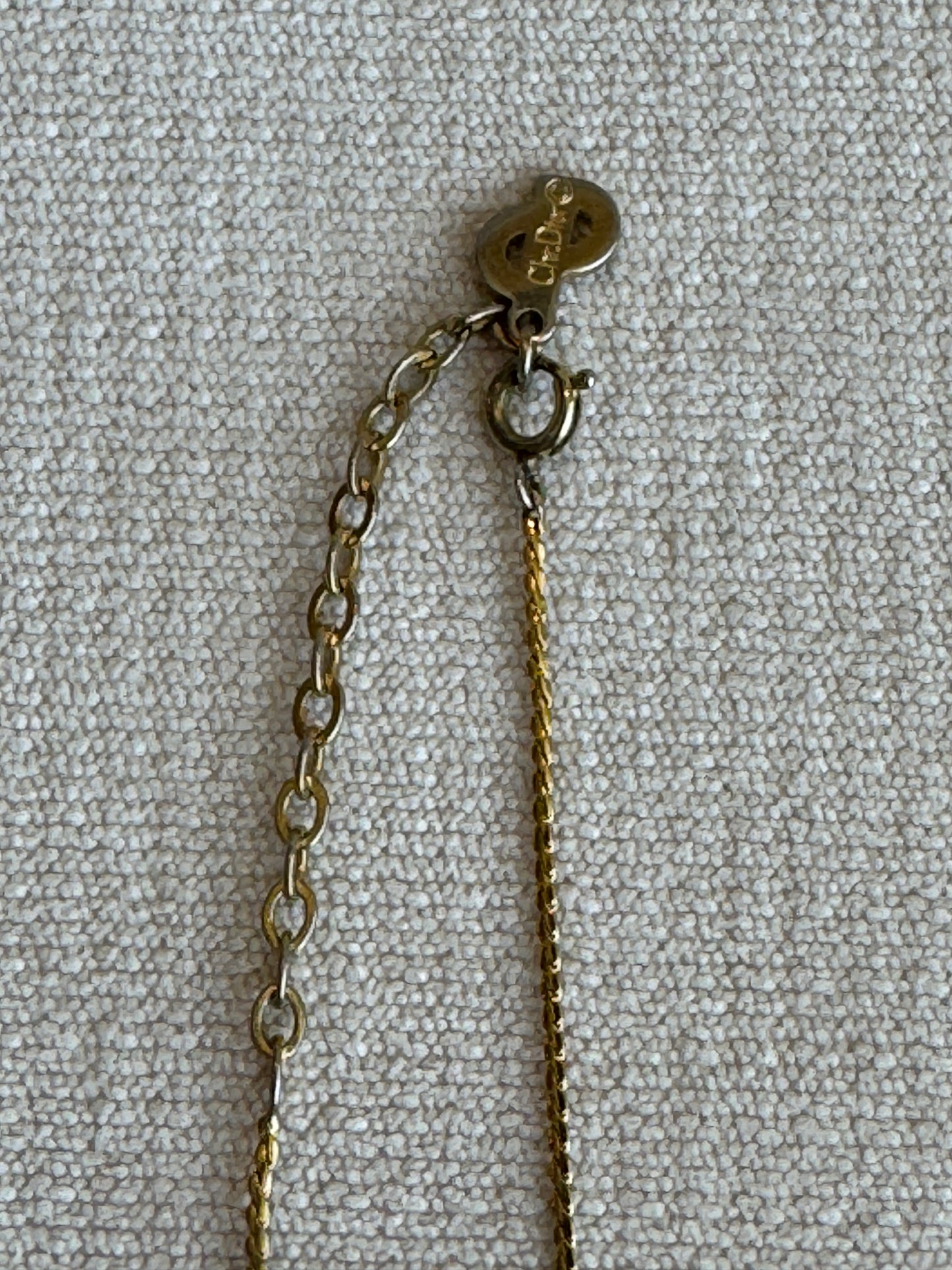 Christian Dior Crystal Heart Gold-Tone Necklace Vintage Jewelry