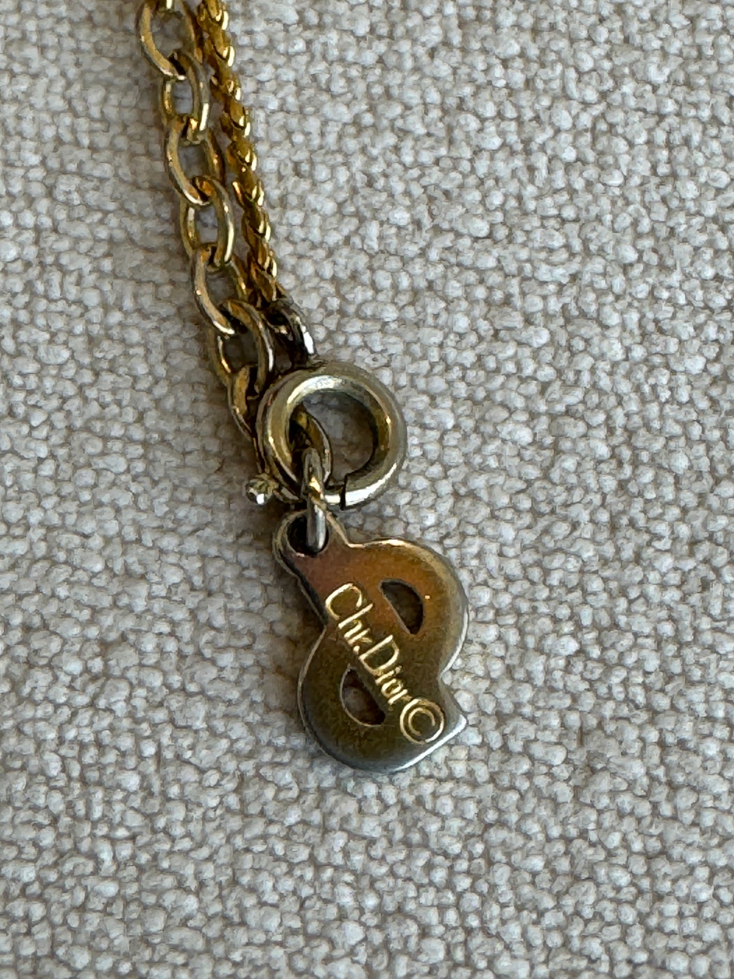 Christian Dior Crystal Heart Gold-Tone Necklace Vintage Jewelry