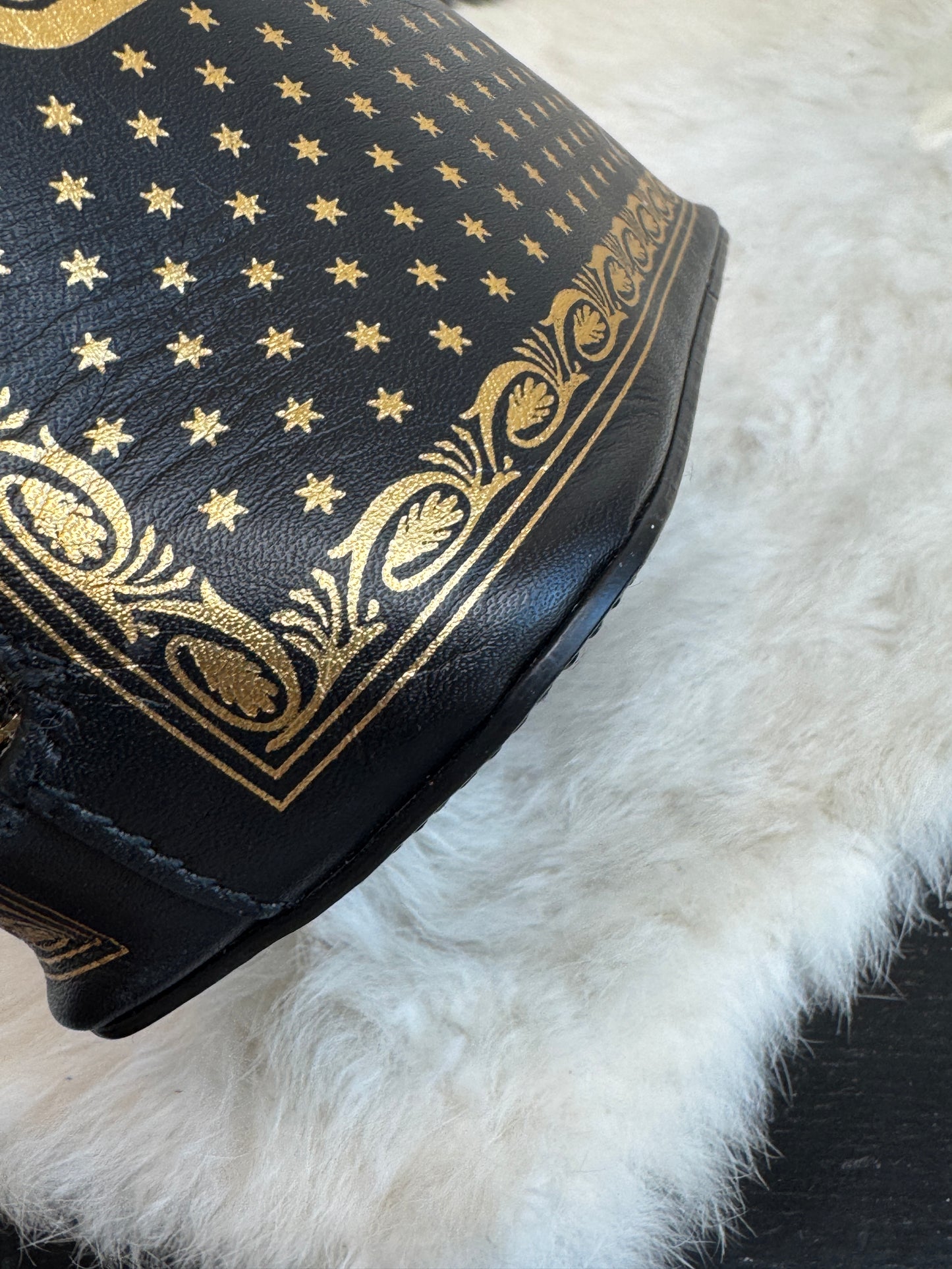 GUCCI X SEGA Calfskin Stars Mini Dome Black