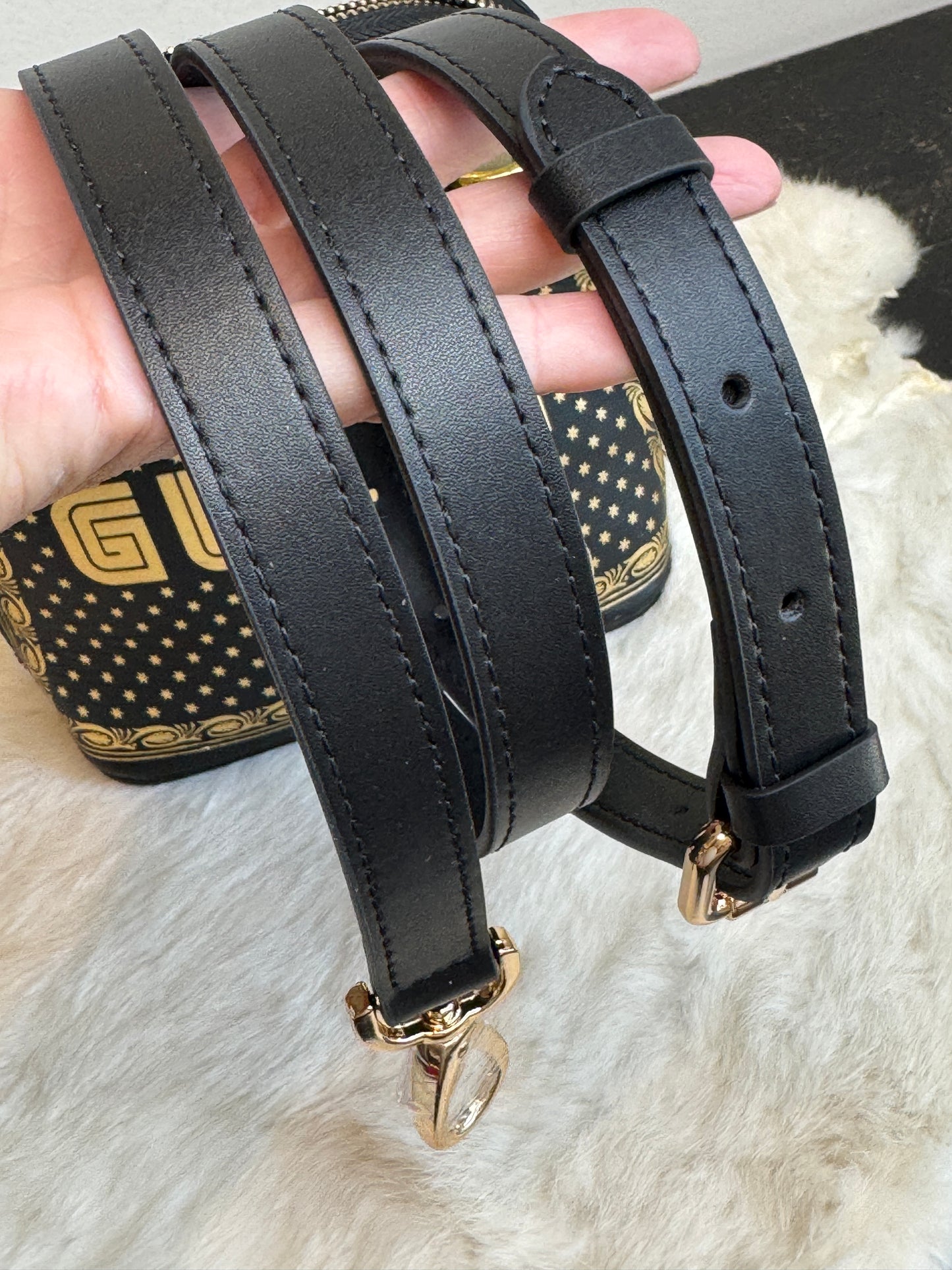 GUCCI X SEGA Calfskin Stars Mini Dome Black