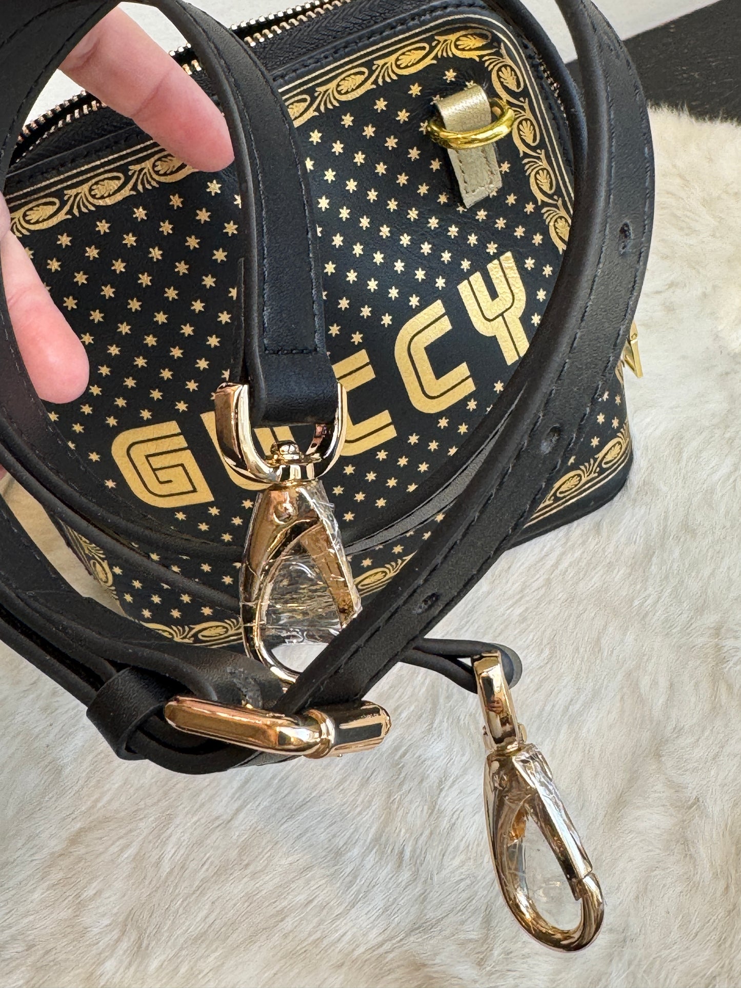 GUCCI X SEGA Calfskin Stars Mini Dome Black