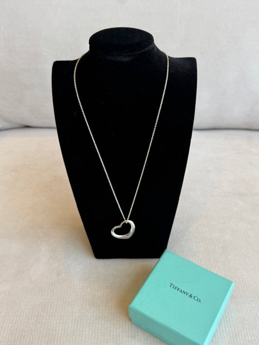 27MM Tiffany Elsa Peretti Open Heart 925 Sterling Necklace