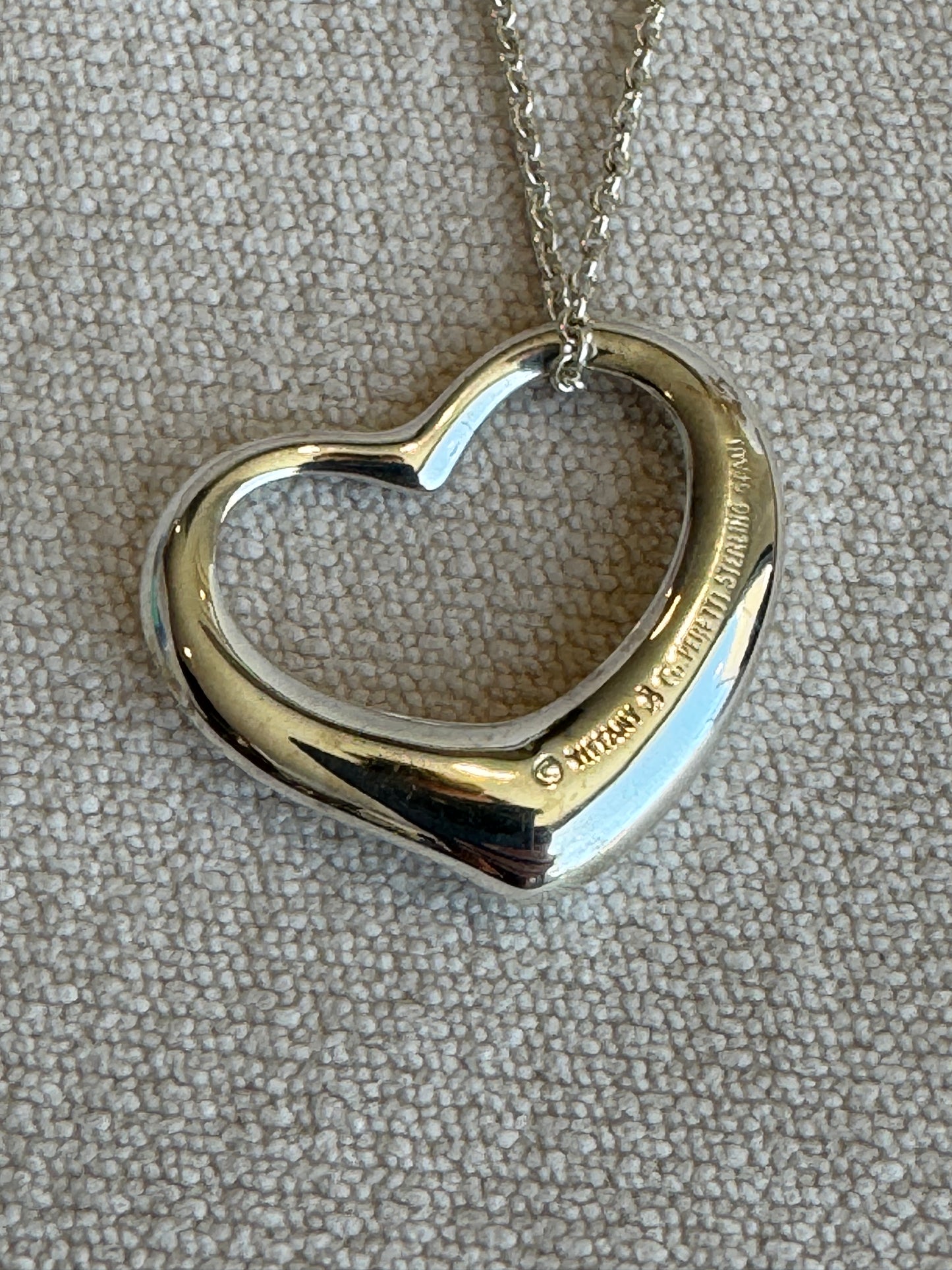 27MM Tiffany Elsa Peretti Open Heart 925 Sterling Necklace