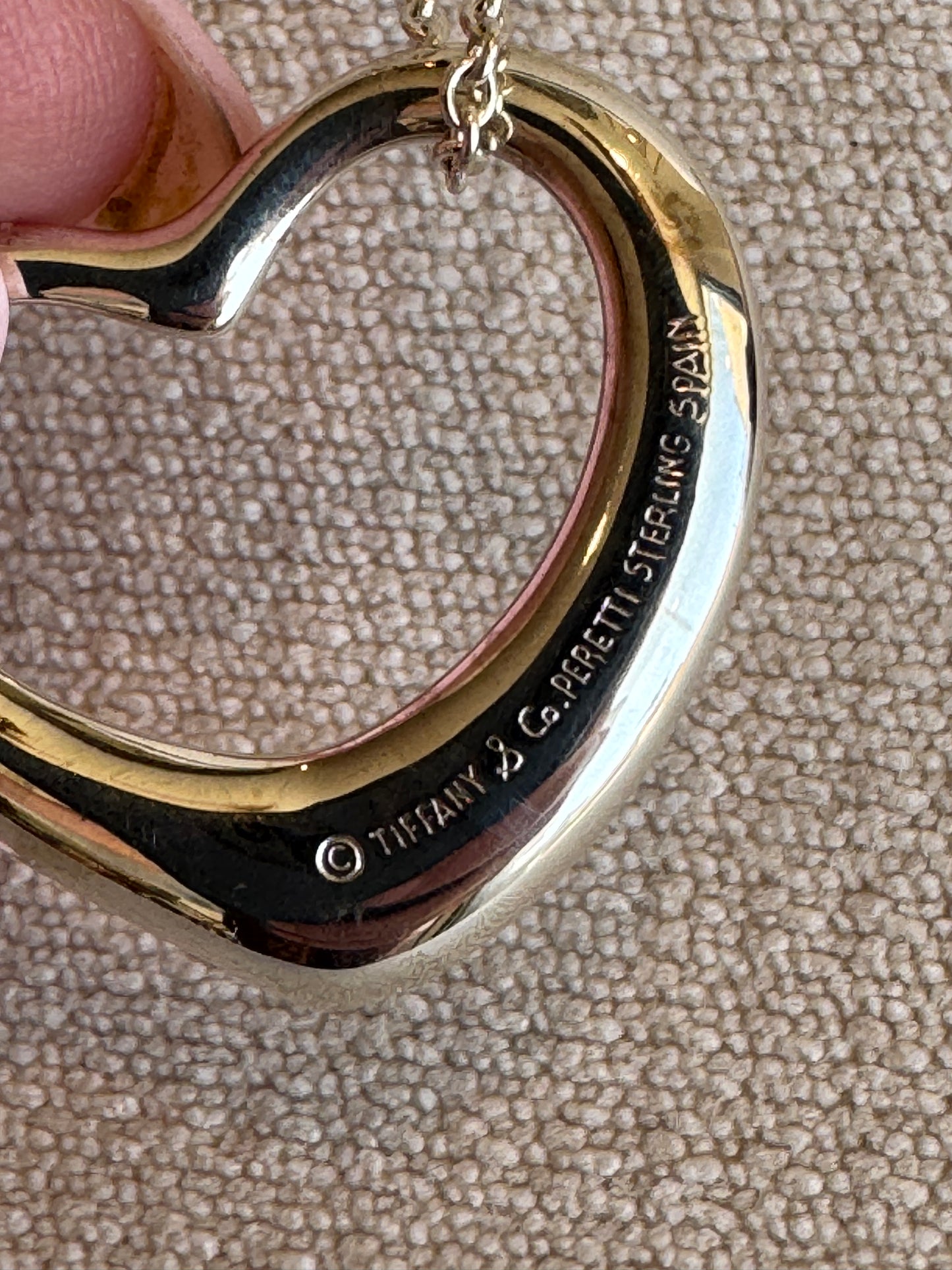 27MM Tiffany Elsa Peretti Open Heart 925 Sterling Necklace