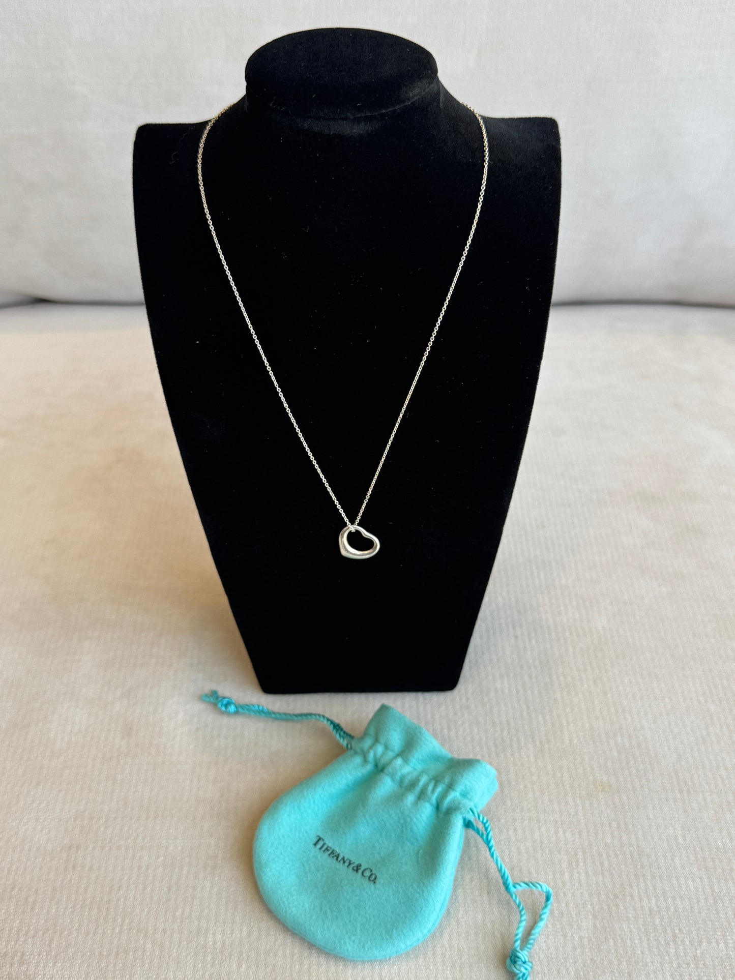 16MM Tiffany Elsa Peretti Open Heart 925 Sterling Necklace