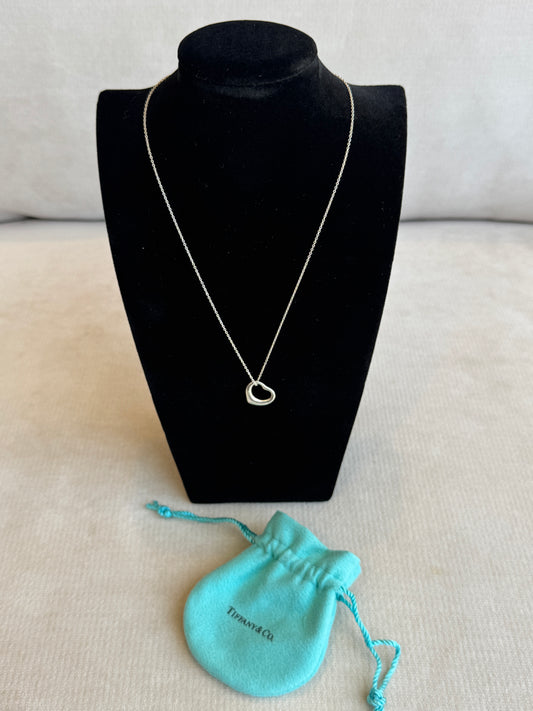 16MM Tiffany Elsa Peretti Open Heart 925 Sterling Necklace