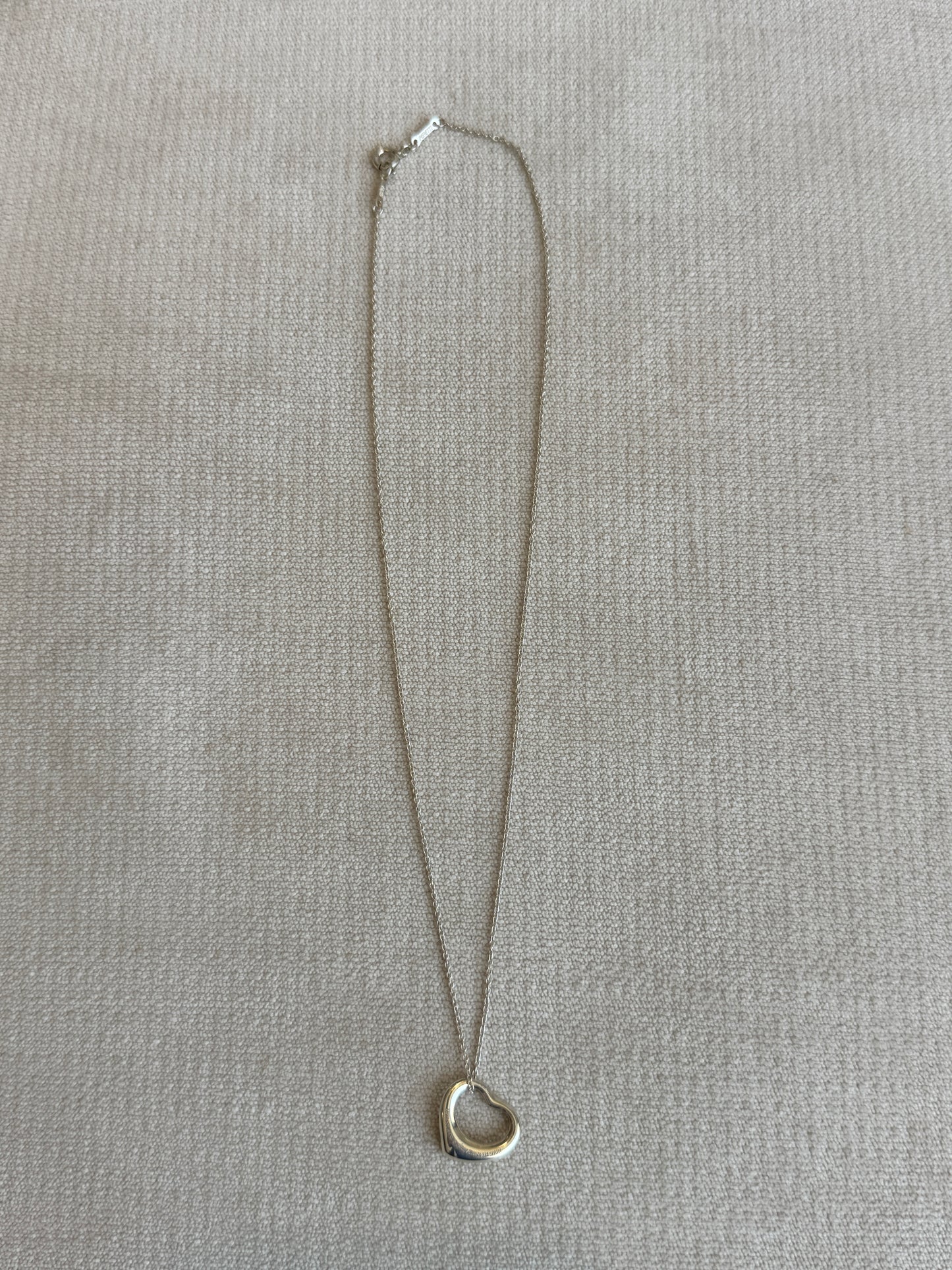 16MM Tiffany Elsa Peretti Open Heart 925 Sterling Necklace
