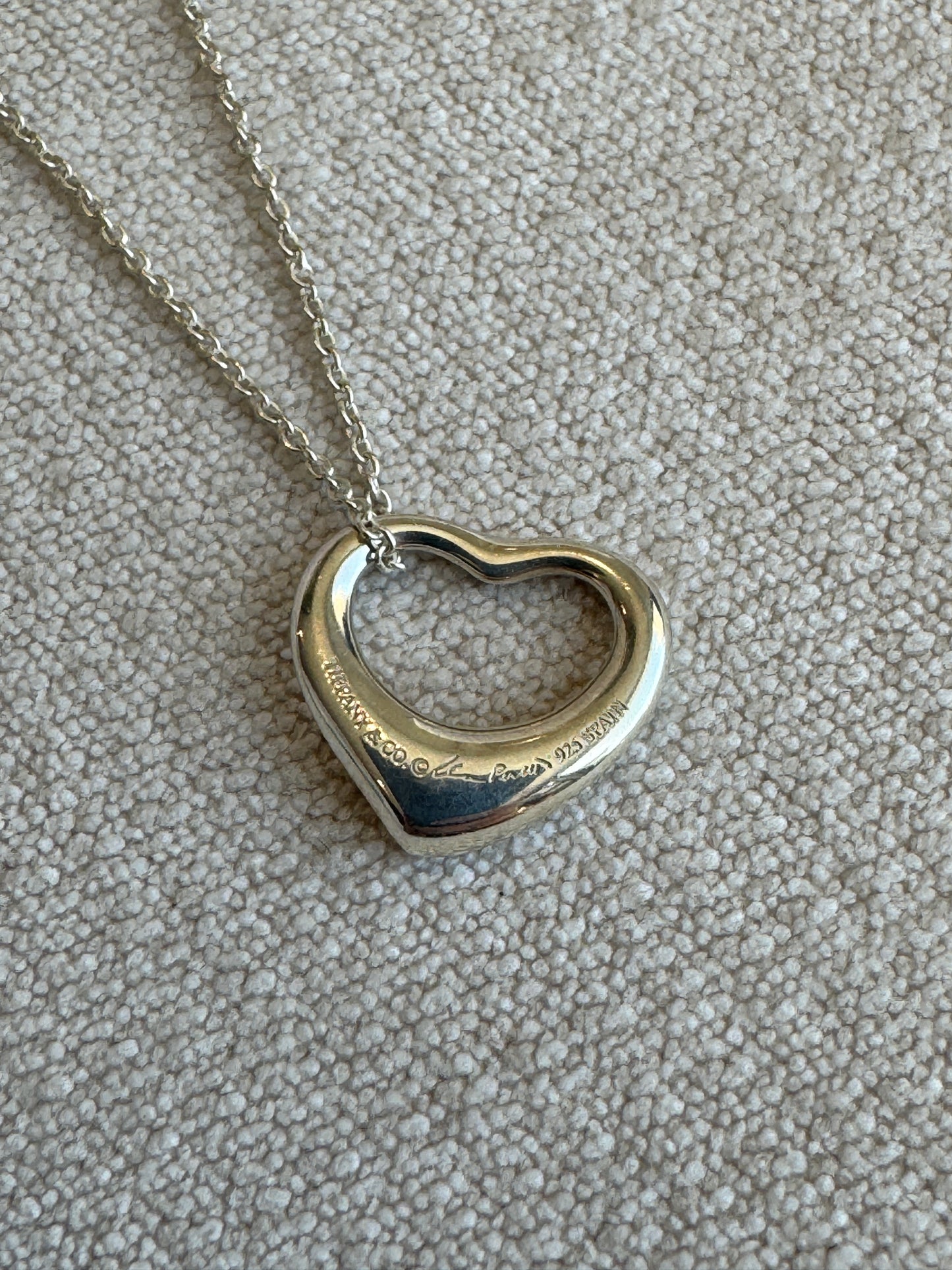 16MM Tiffany Elsa Peretti Open Heart 925 Sterling Necklace
