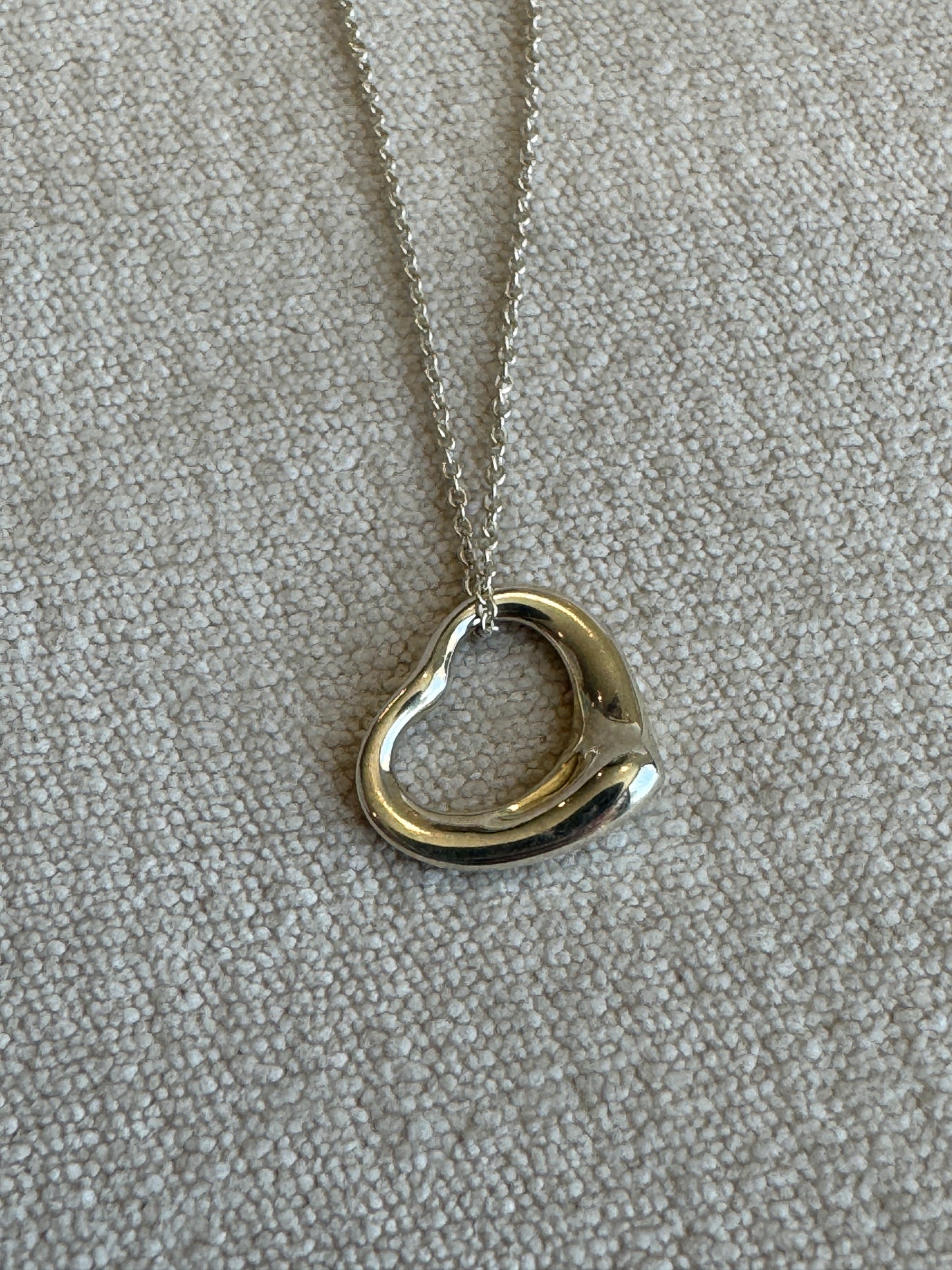 16MM Tiffany Elsa Peretti Open Heart 925 Sterling Necklace