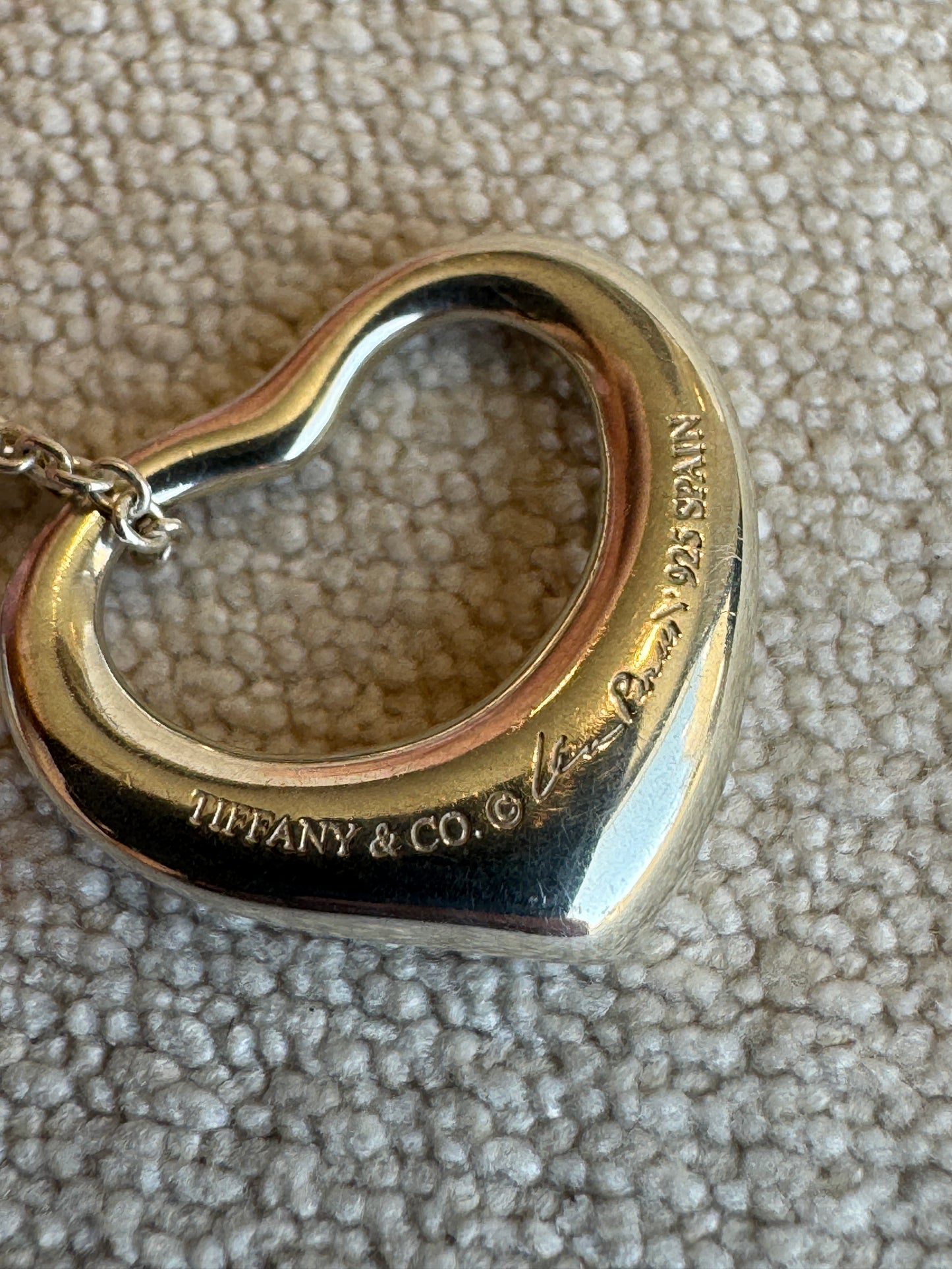 16MM Tiffany Elsa Peretti Open Heart 925 Sterling Necklace