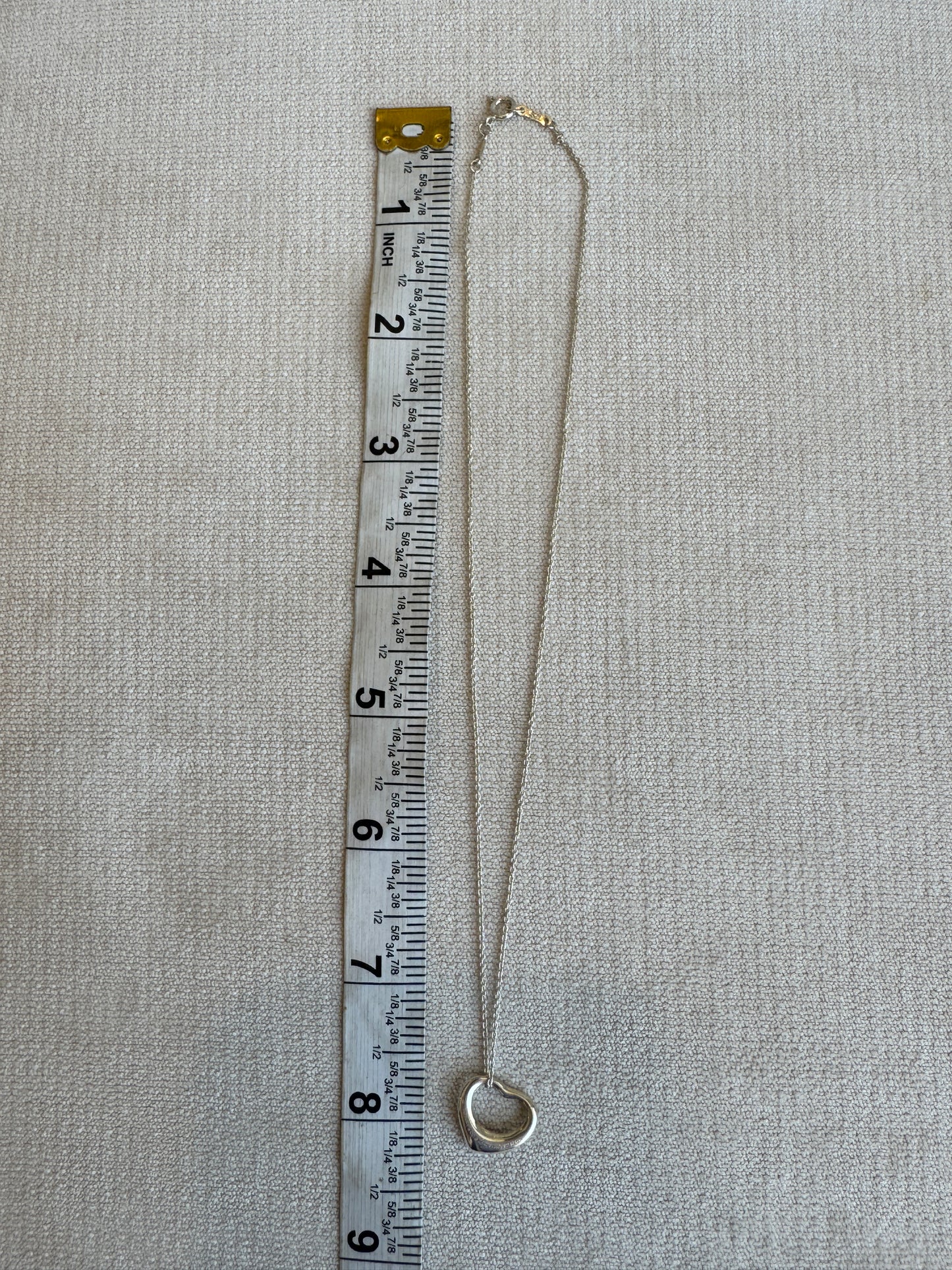 16MM Tiffany Elsa Peretti Open Heart 925 Sterling Necklace
