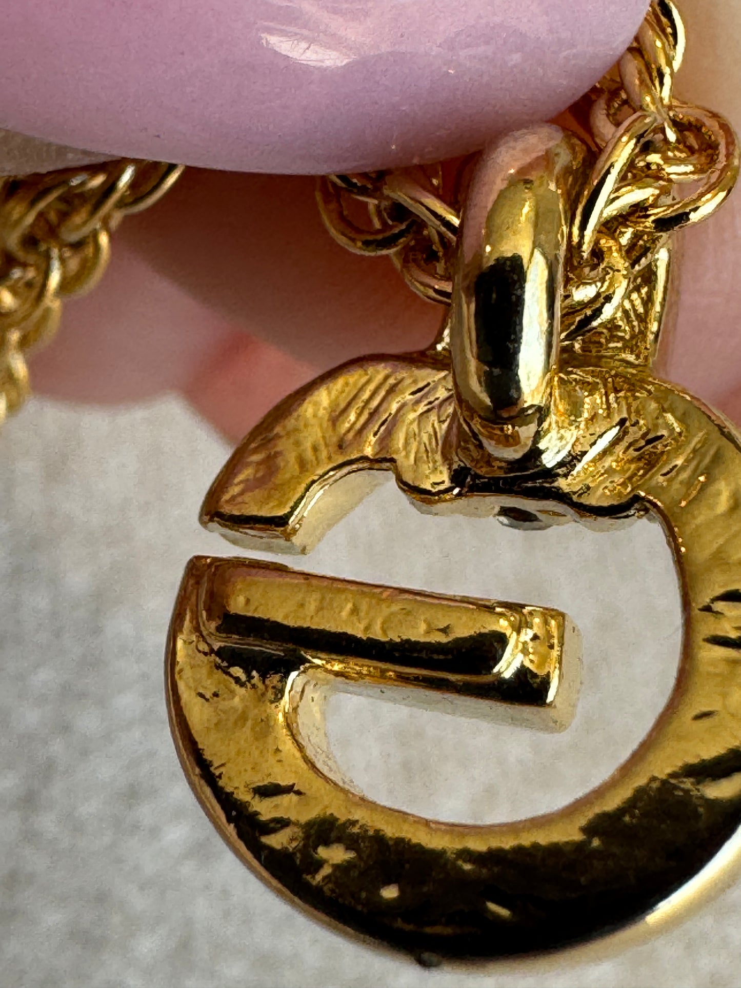 Givenchy Gold-Tone Rhinestone G Necklace Vintage Jewelry