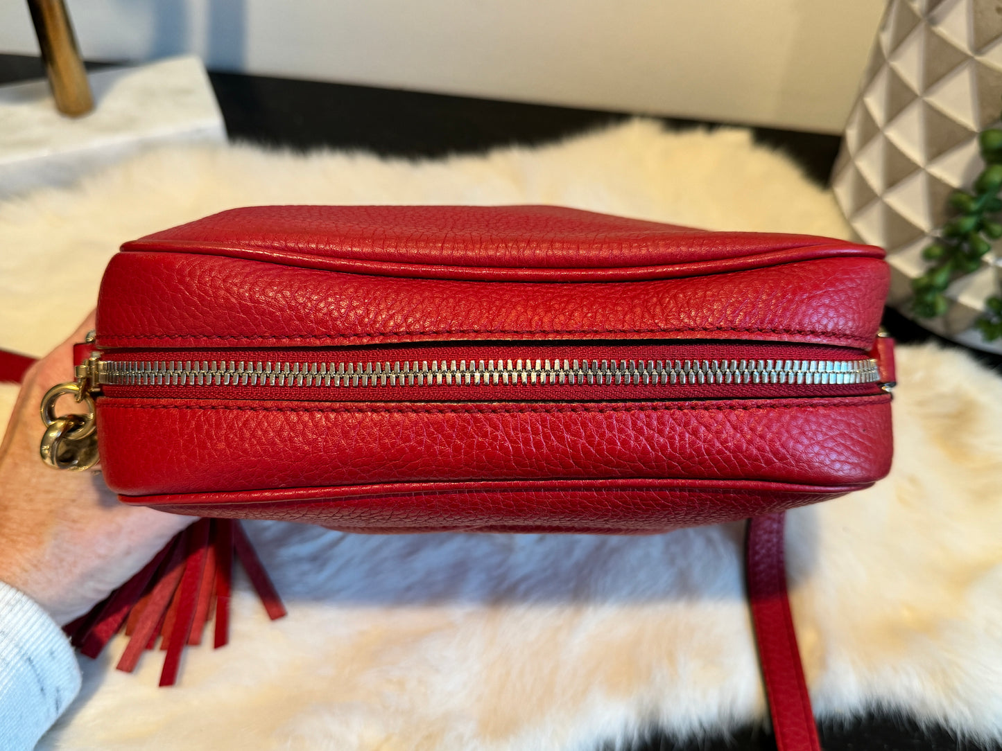 GUCCI Soho Disco Red Pebbled Camera Bag