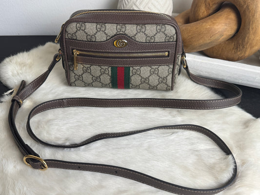 GUCCI Mini Ophidia Supreme Canvas Web Crossbody