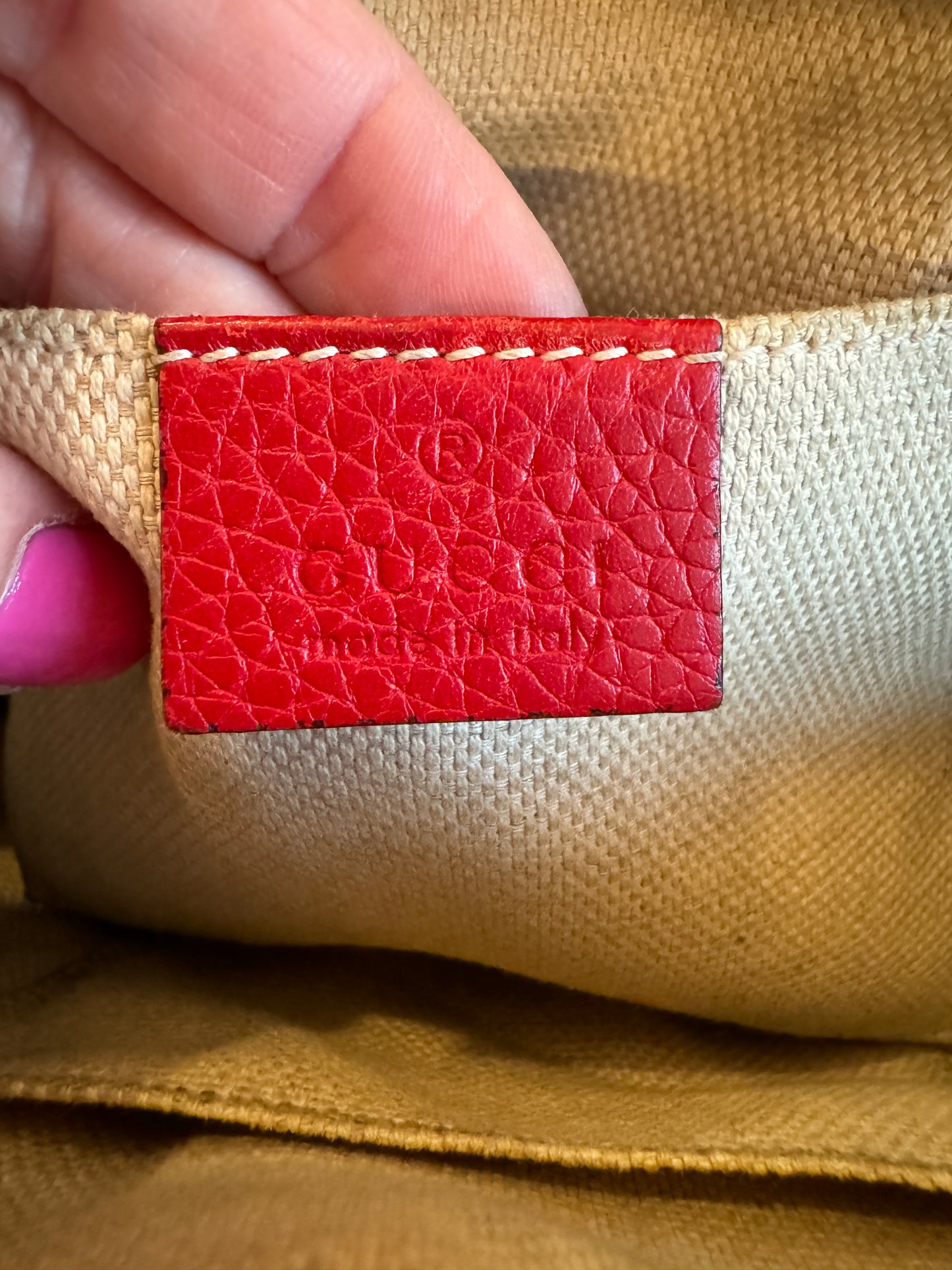 GUCCI Soho Disco Red Pebbled Camera Bag