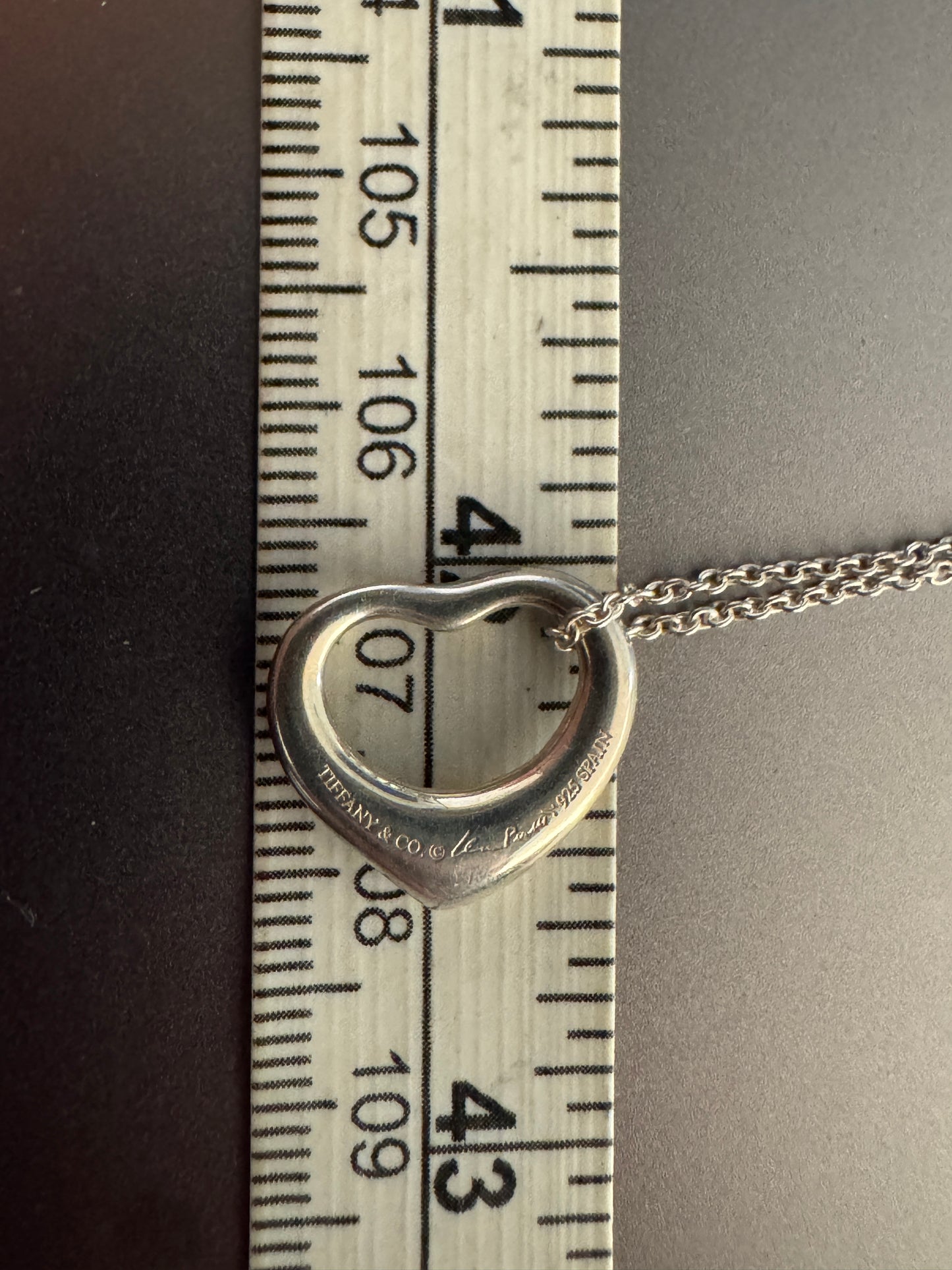 16MM Tiffany Elsa Peretti Open Heart 925 Sterling Necklace