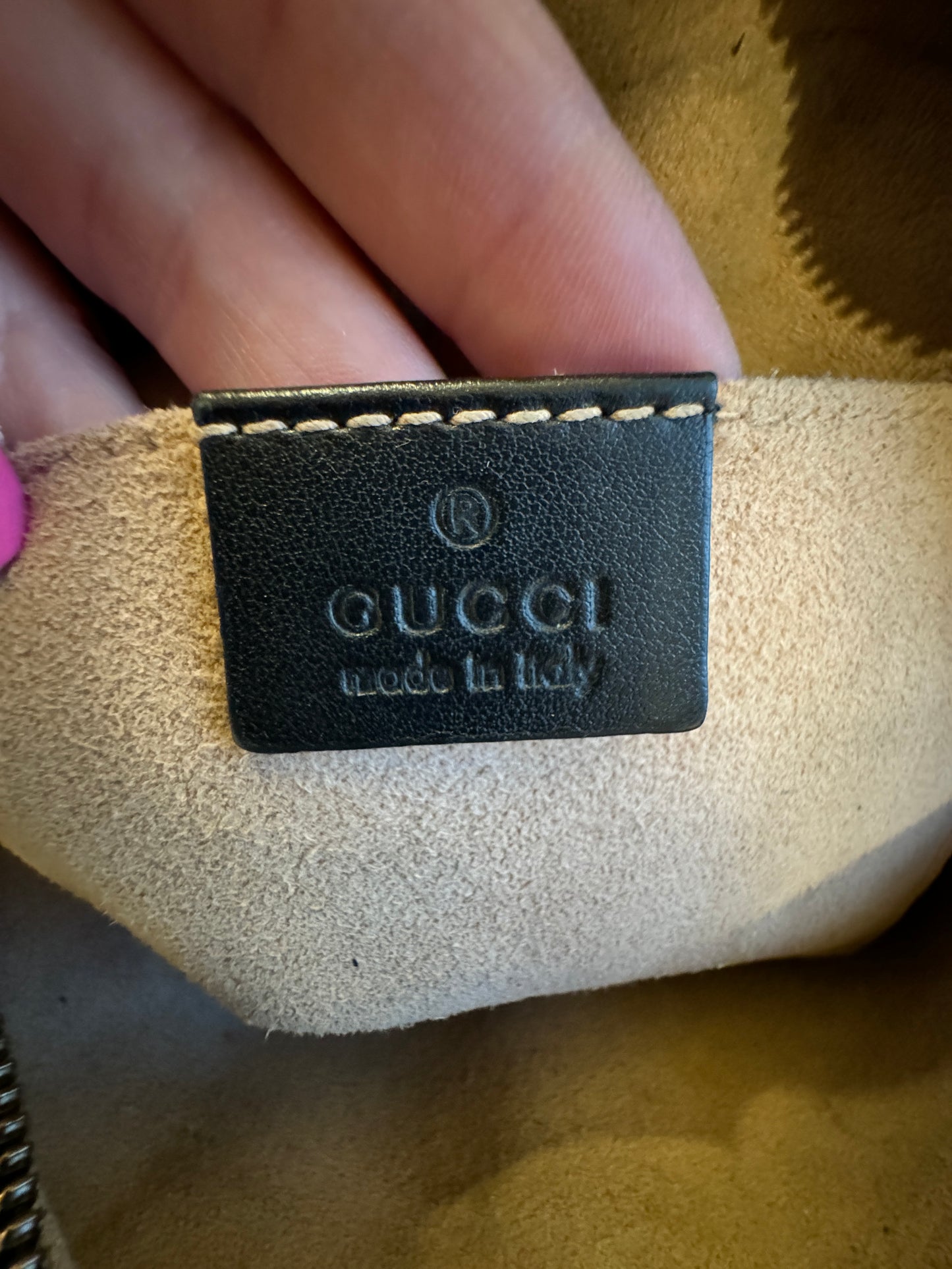 GUCCI Black Leather GG Marmont Small Camera Bag