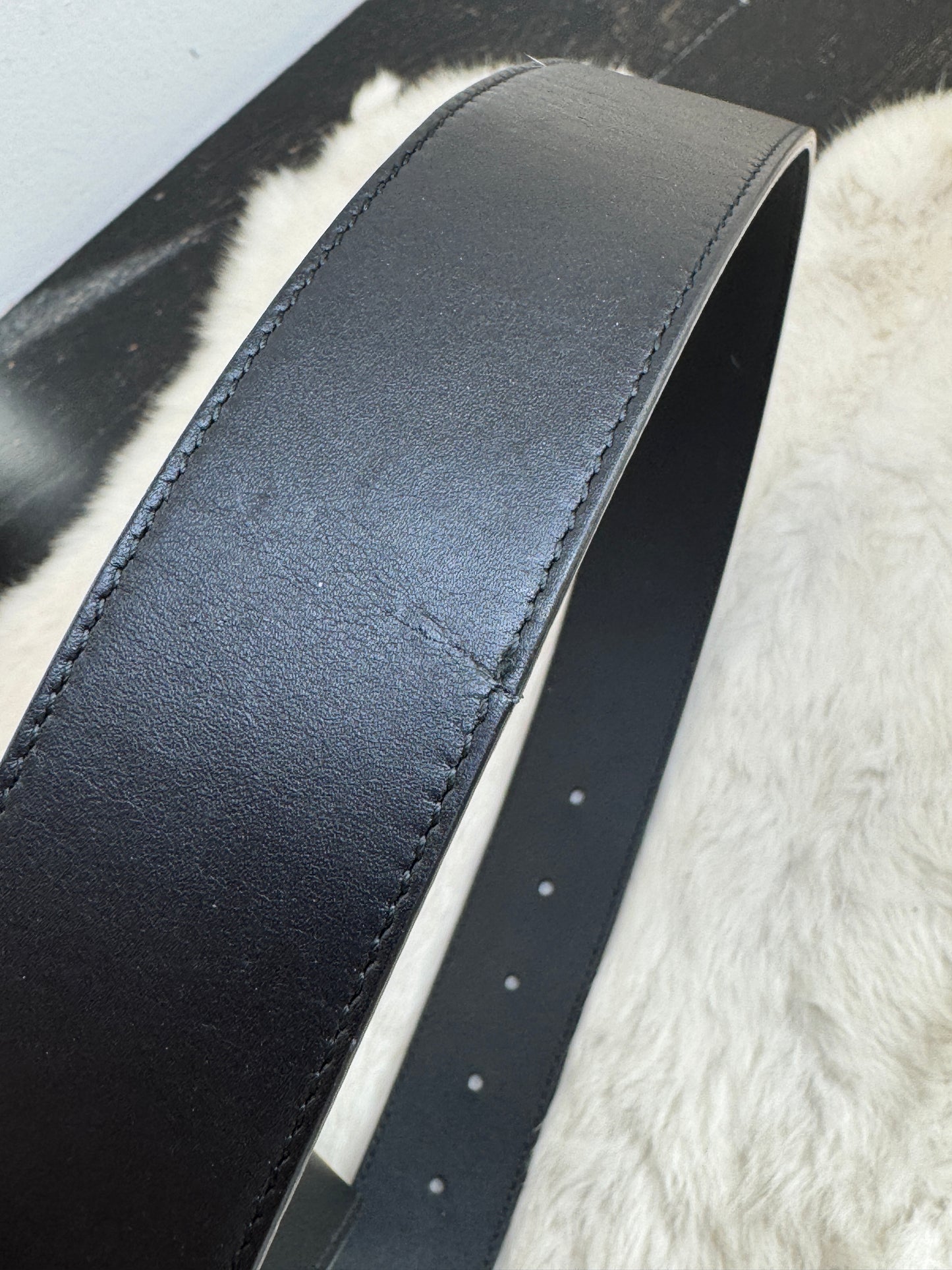 Gucci Calfskin Double G 40mm Belt Black Size 80/32