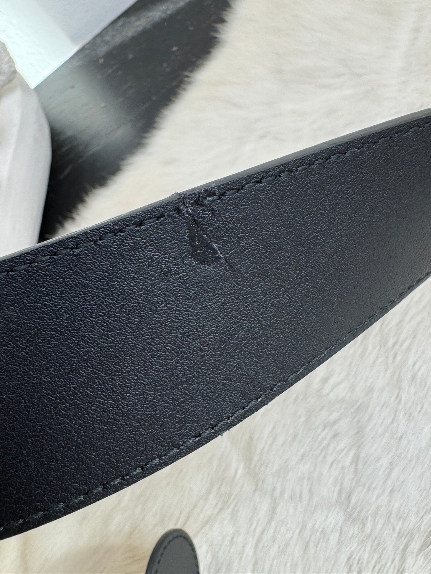Gucci Calfskin Double G 40mm Belt Black Size 80/32