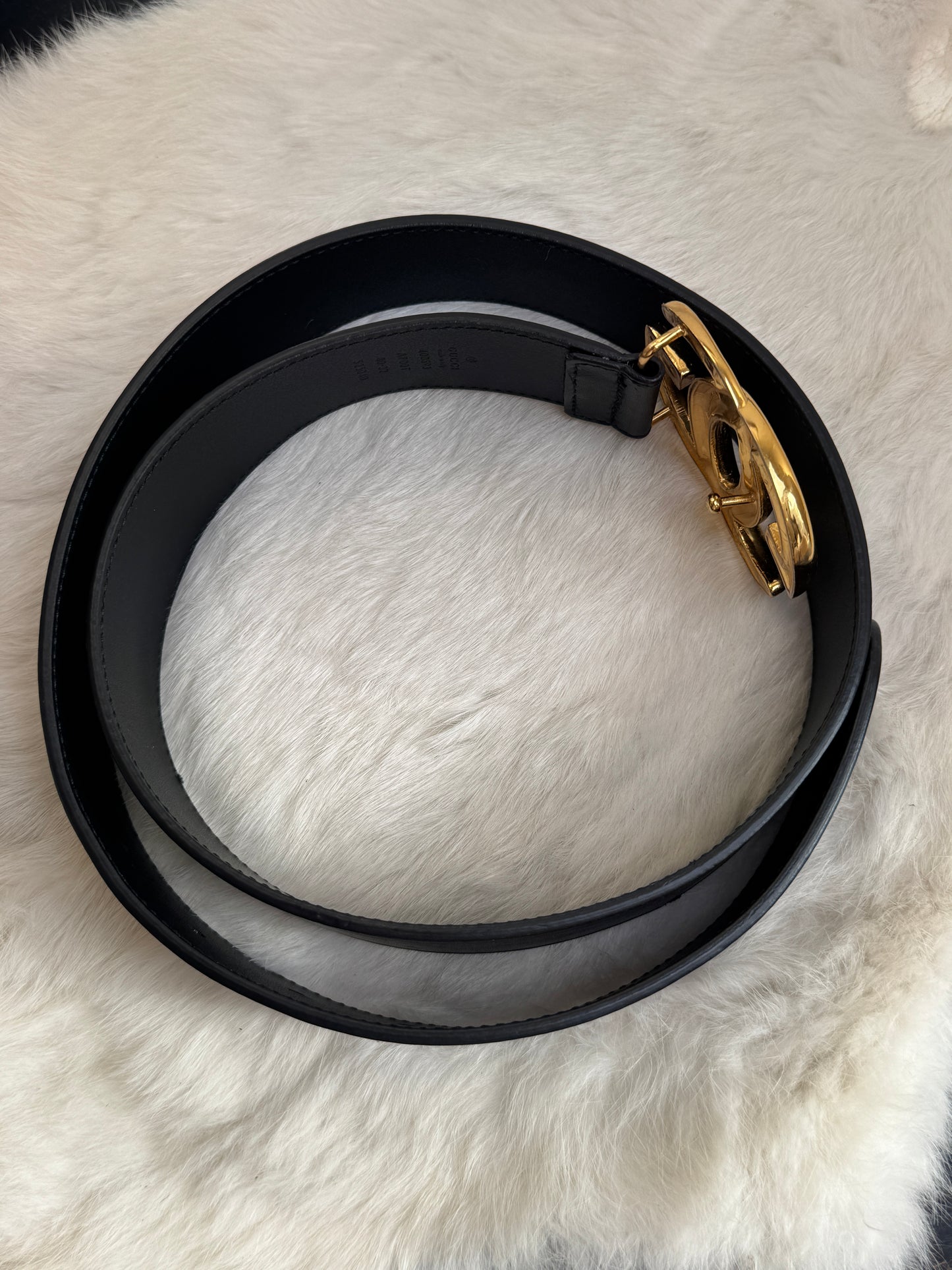 Gucci Calfskin Double G 40mm Belt Black Size 80/32