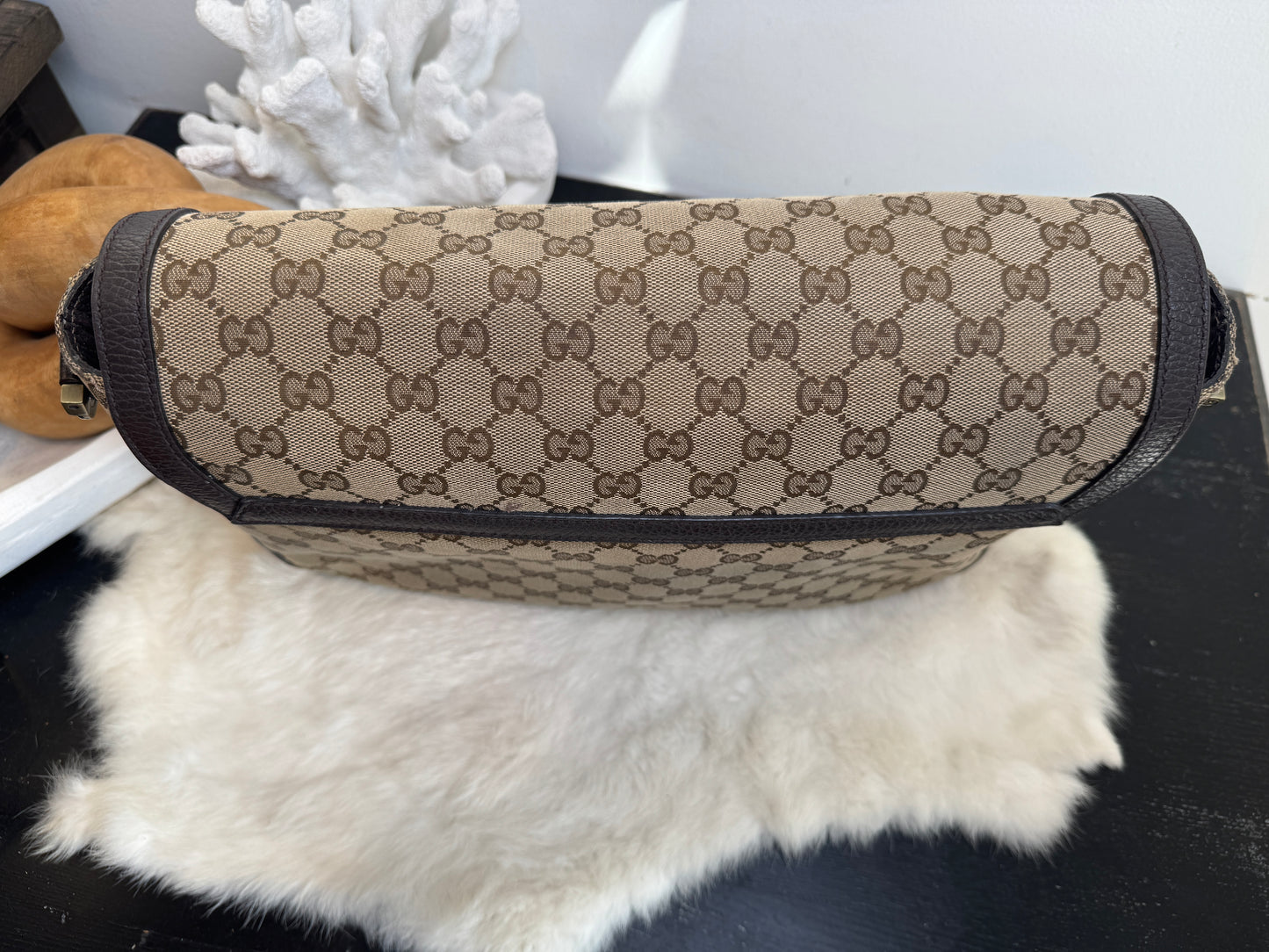 GUCCI Monogram Brown Canvas Large Messenger Bag
