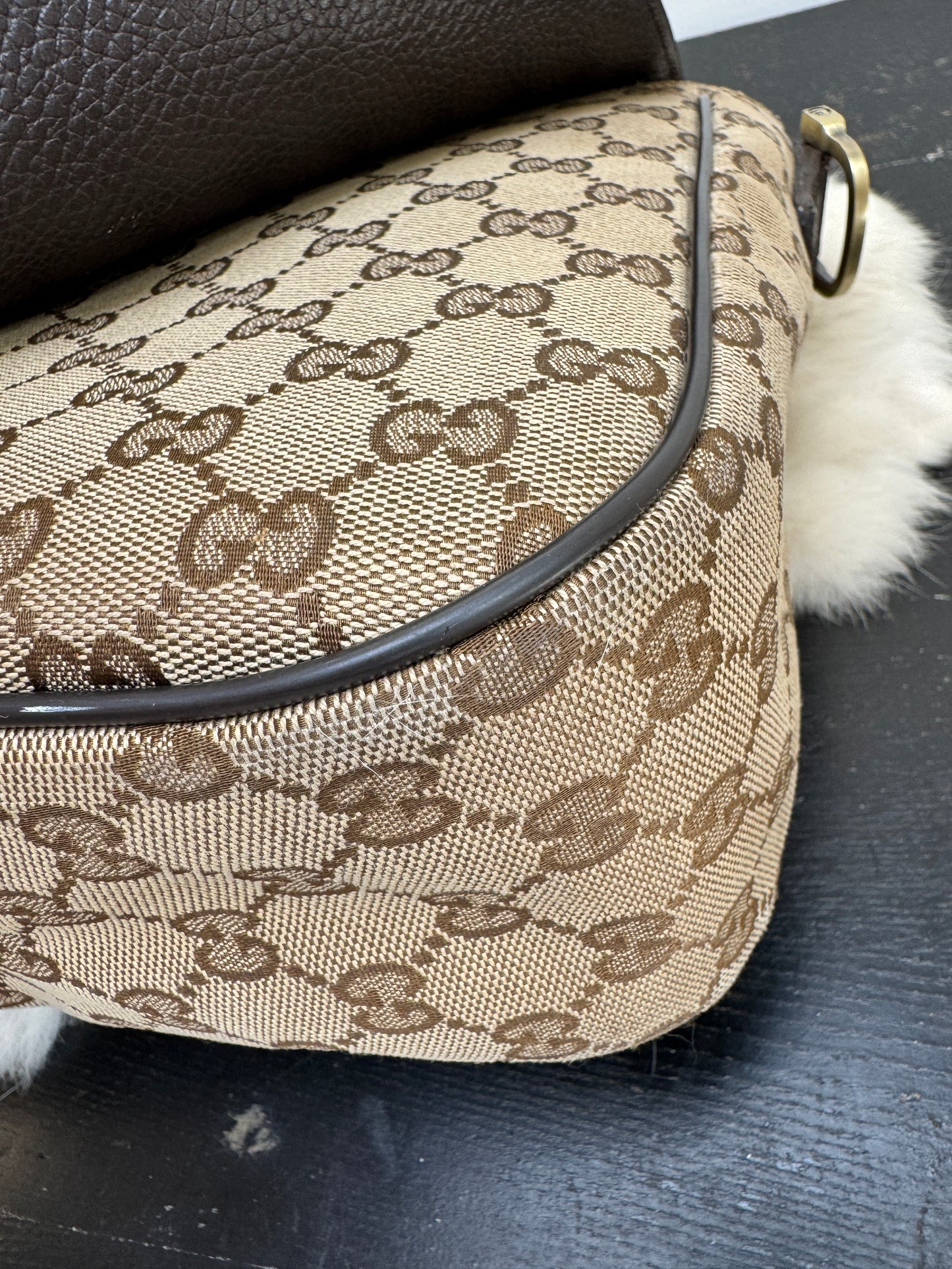 GUCCI Monogram Brown Canvas Large Messenger Bag