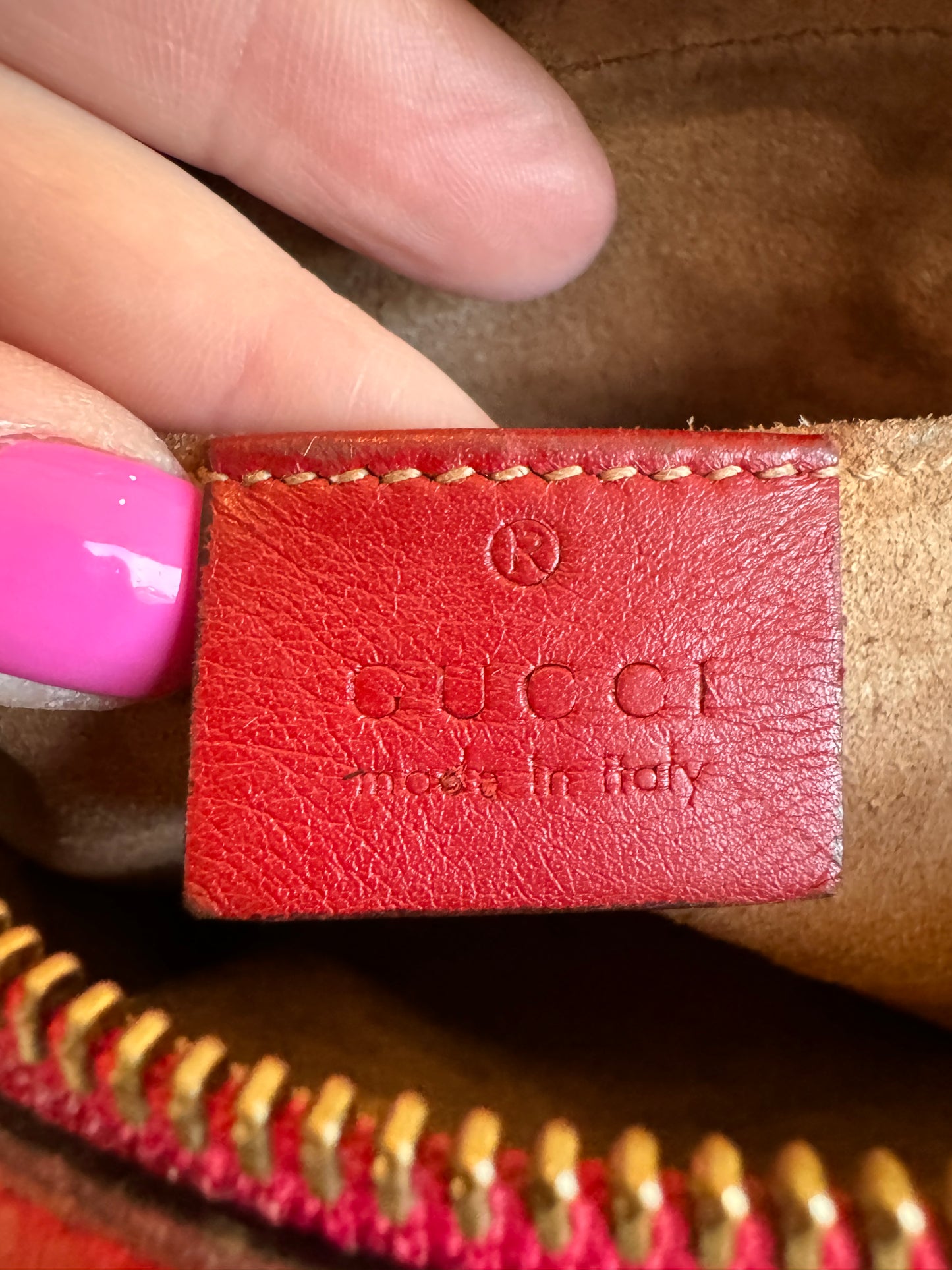 GUCCI Red Leather GG Marmont Small Camera Bag