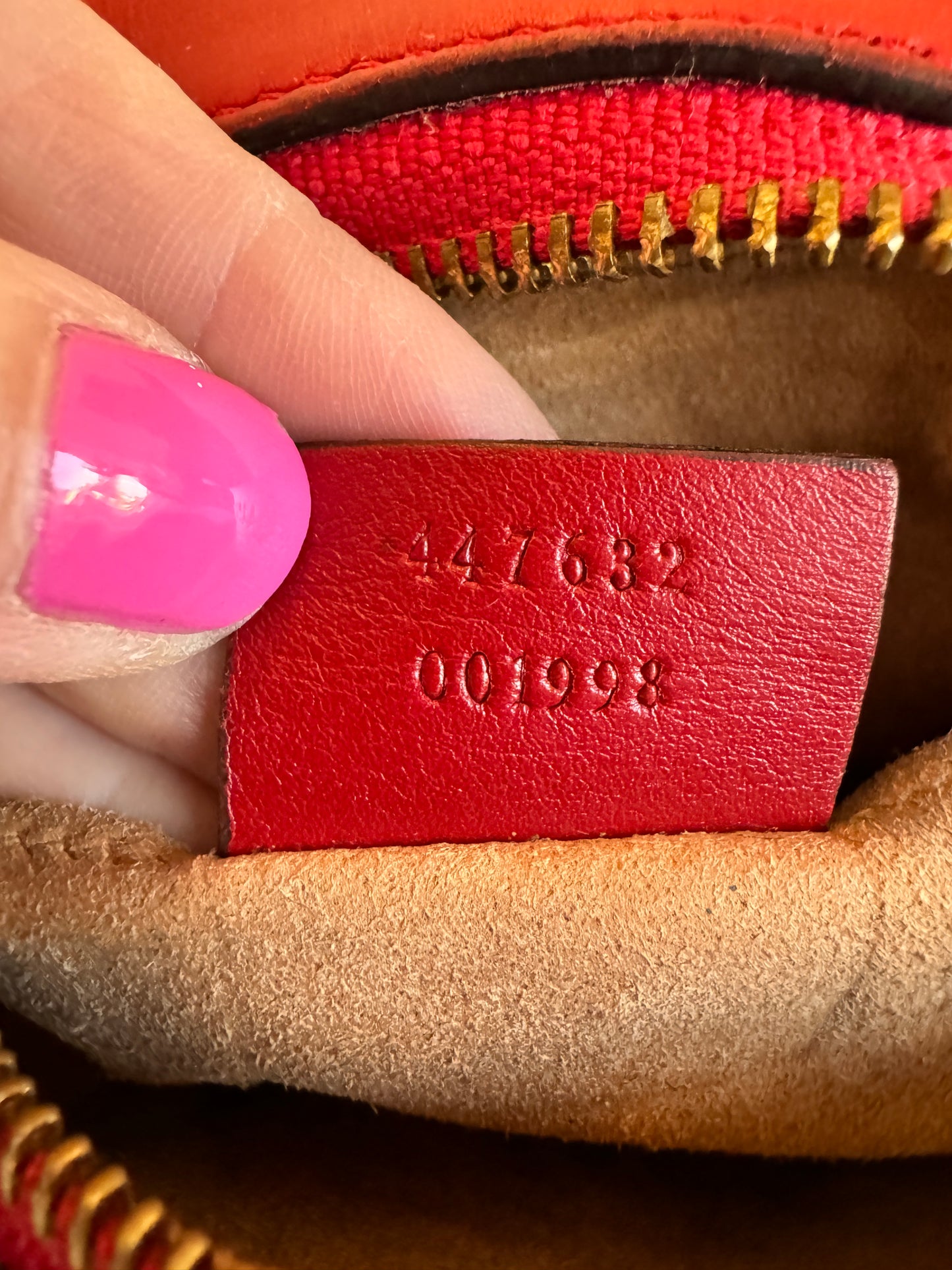 GUCCI Red Leather GG Marmont Small Camera Bag