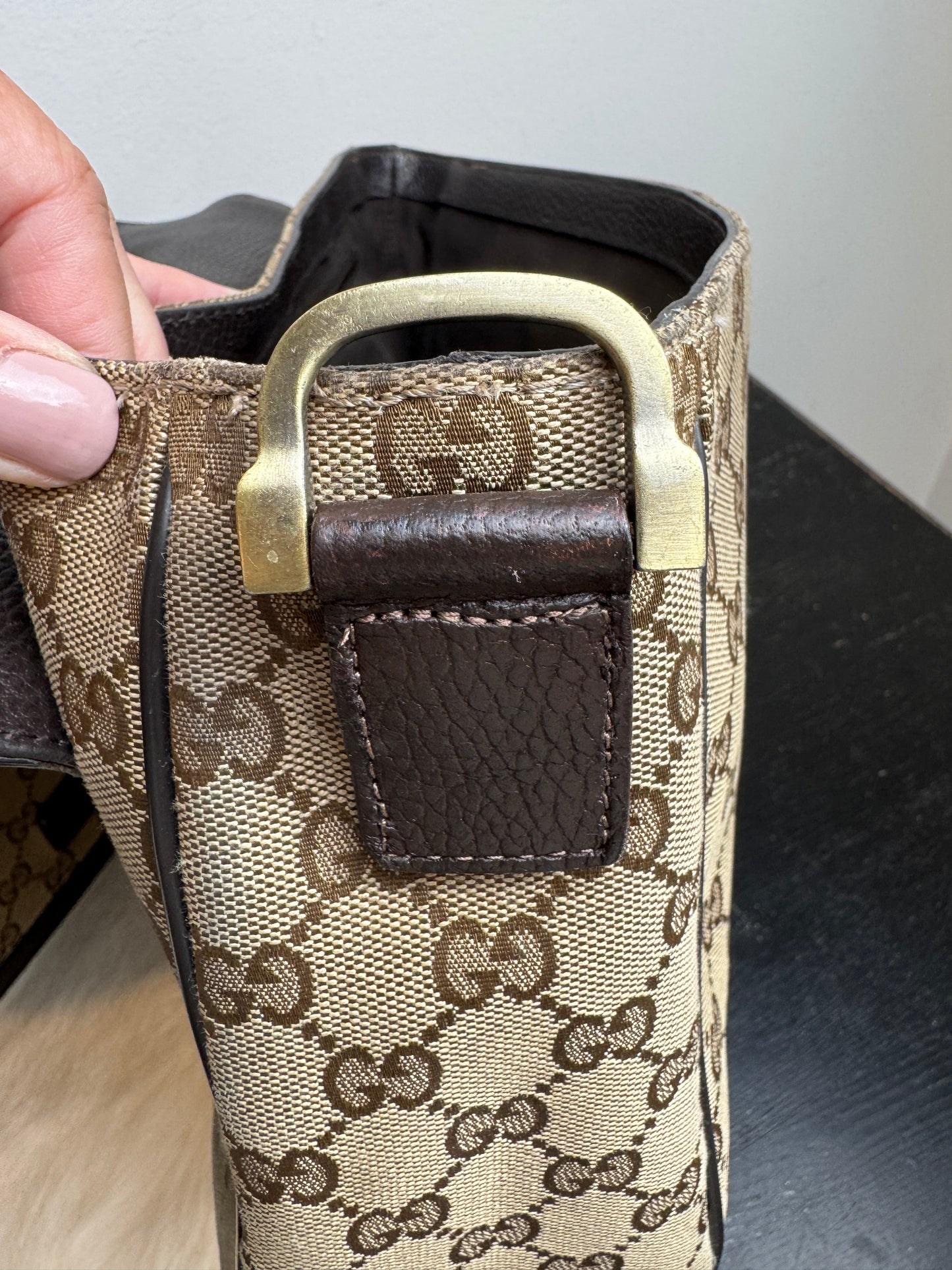 GUCCI Monogram Brown Canvas Large Messenger Bag