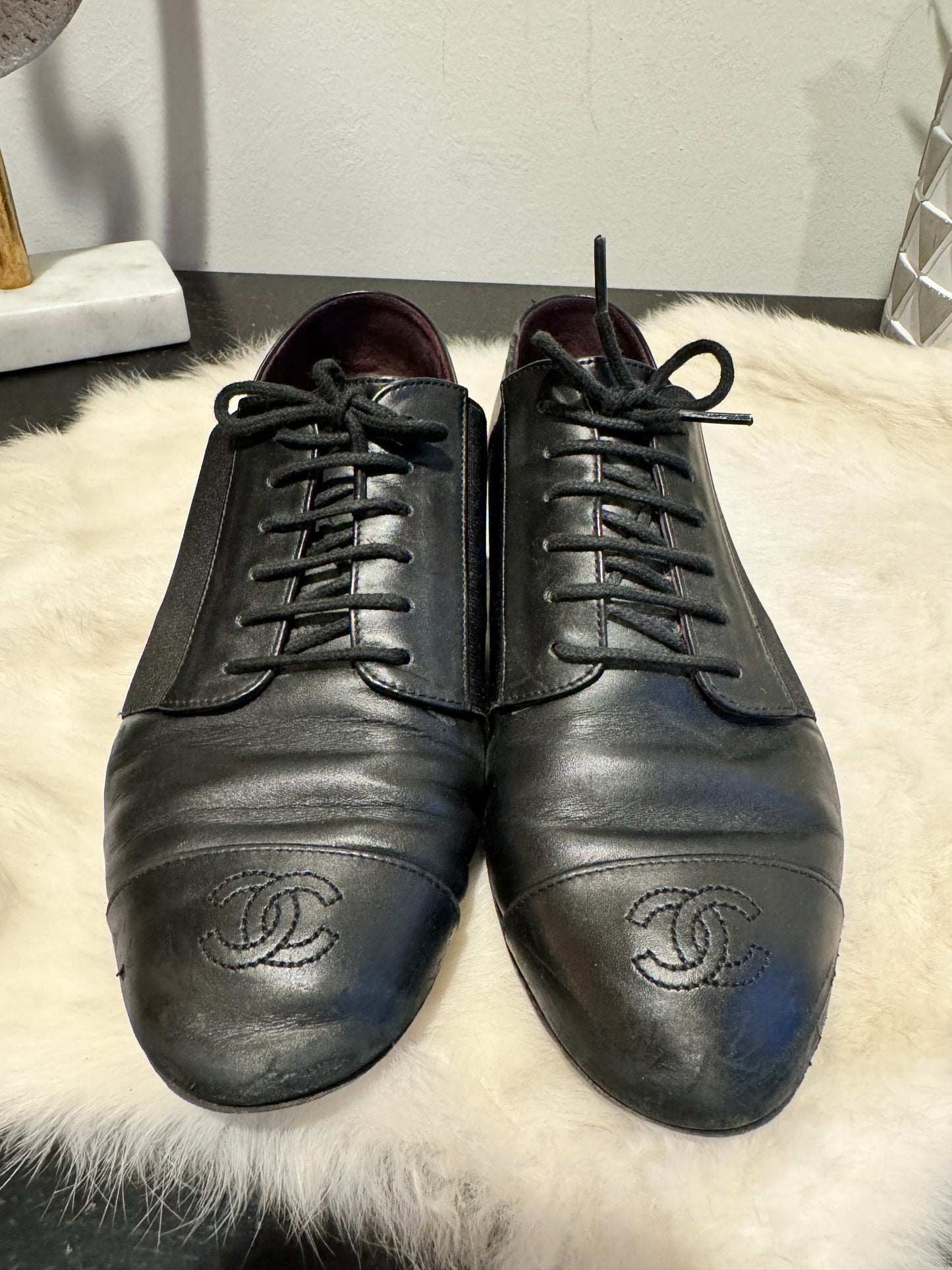 Chanel Black Uniform Shoes Size 35.5EU