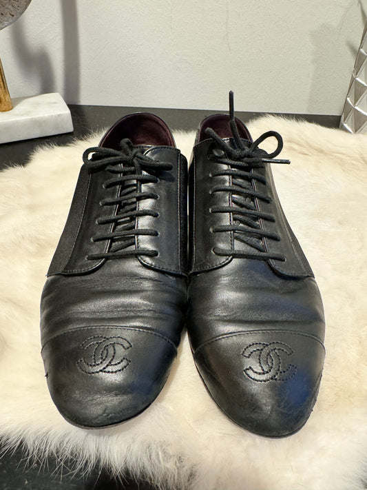 Chanel Black Uniform Shoes Size 35.5EU