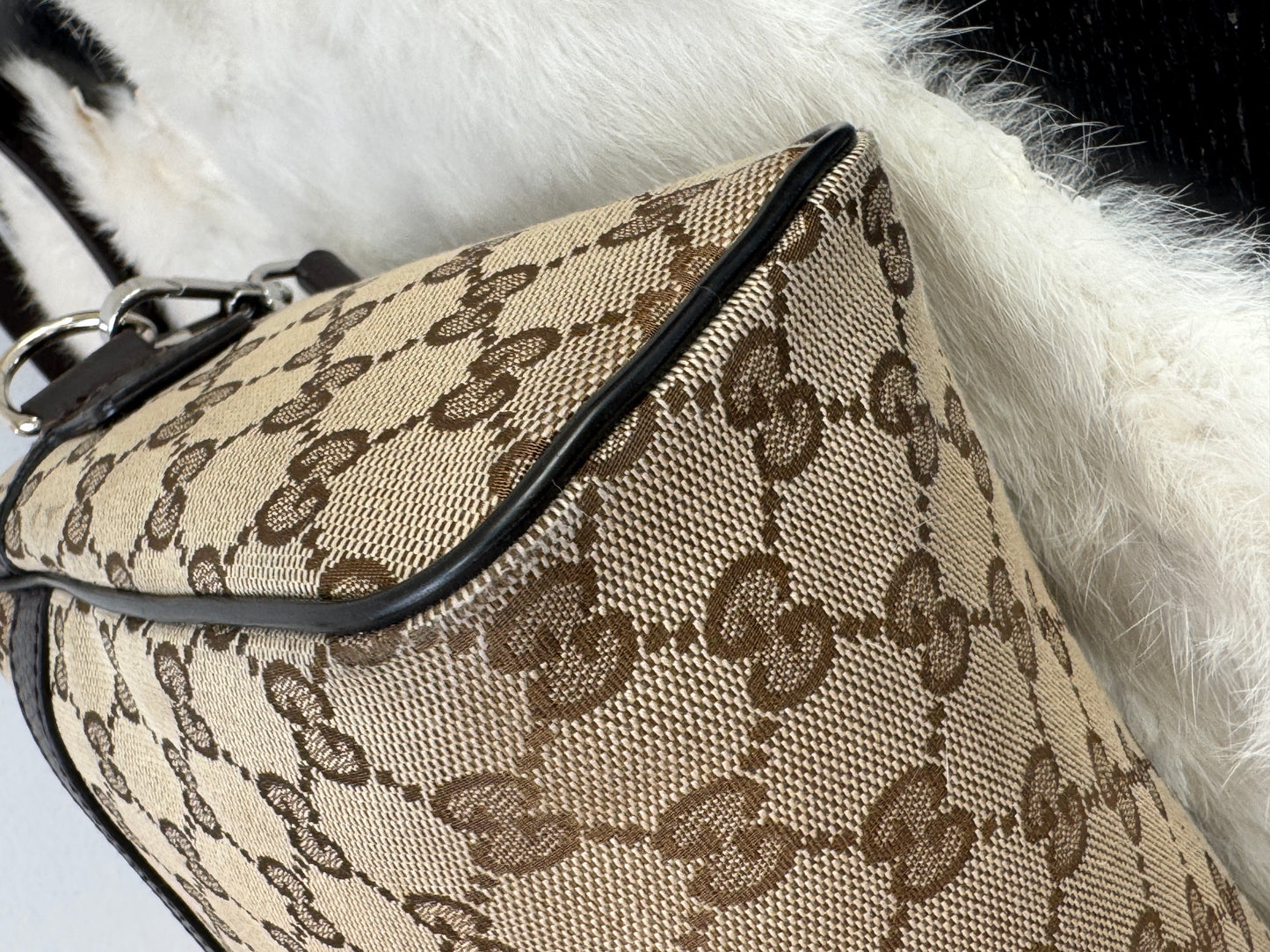 GUCCI GG Monogram Canvas Messenger Bag Dark Brown