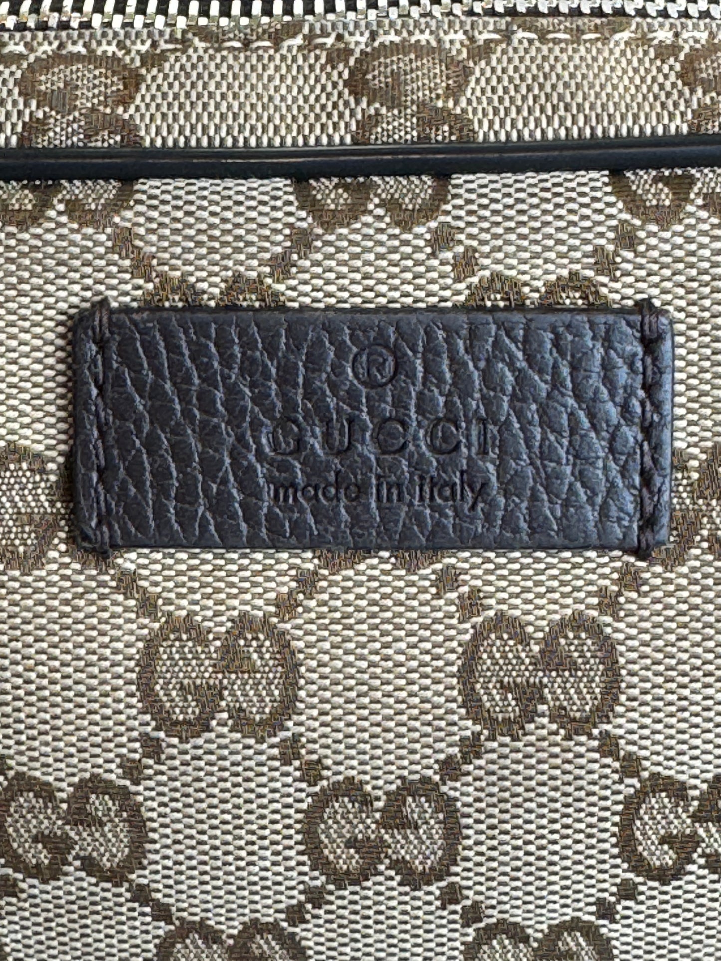 GUCCI Monogram Dollar Calfskin Stripe Web Belt Bag