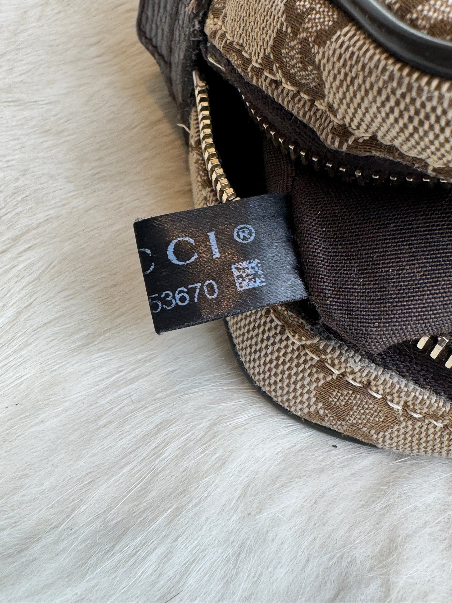 GUCCI Monogram Dollar Calfskin Stripe Web Belt Bag