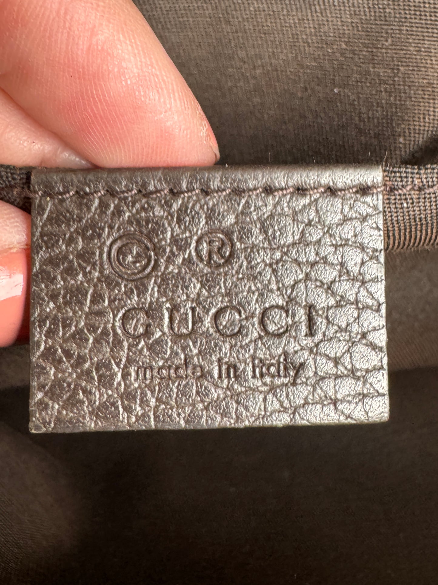 GUCCI Monogram Dollar Calfskin Stripe Web Belt Bag
