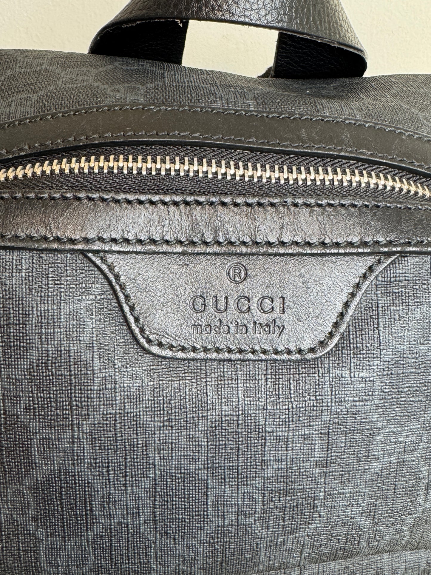 GUCCI Large Black GG Supreme Coated Canvas Backpack