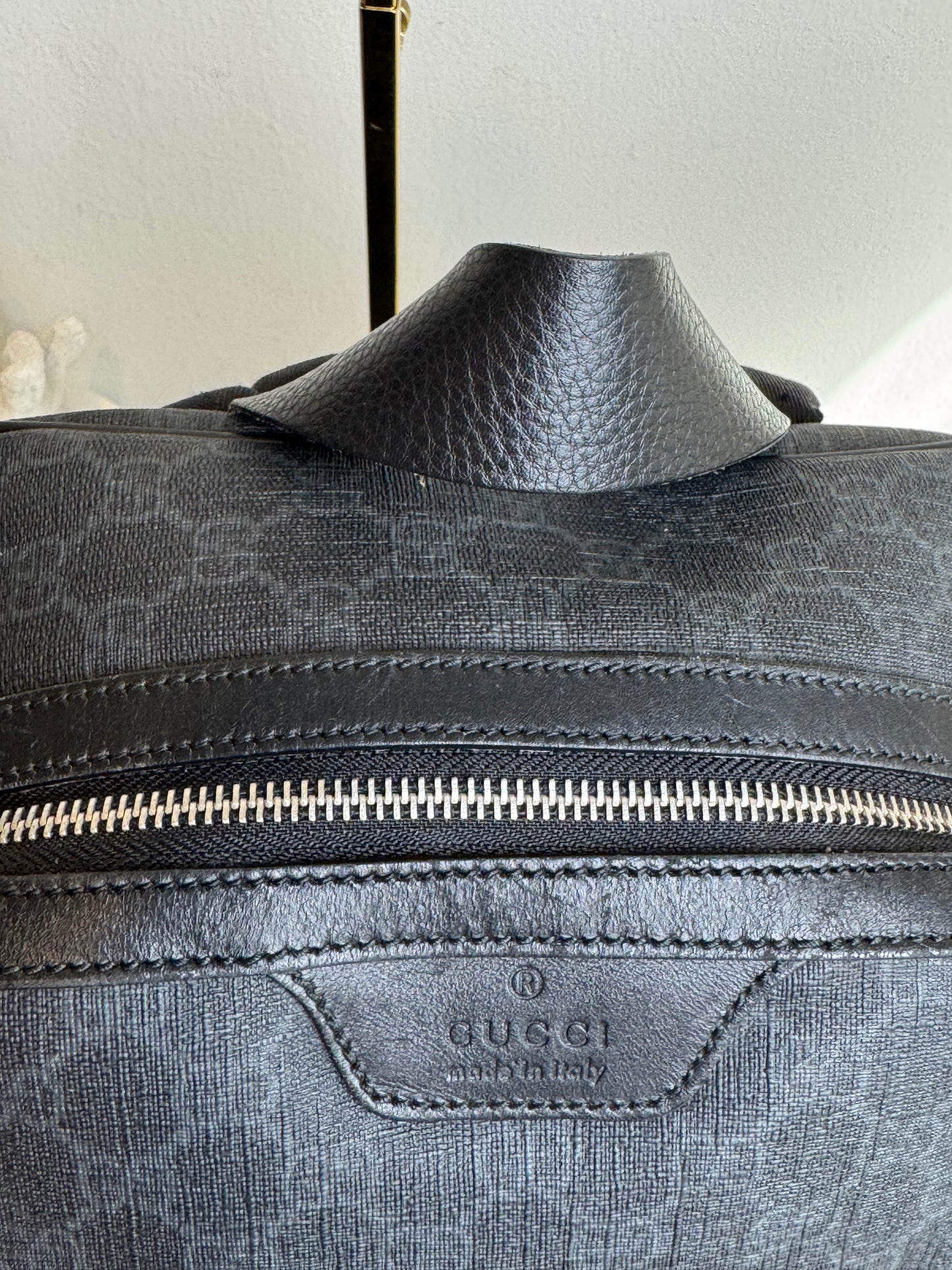 GUCCI Large Black GG Supreme Coated Canvas Backpack