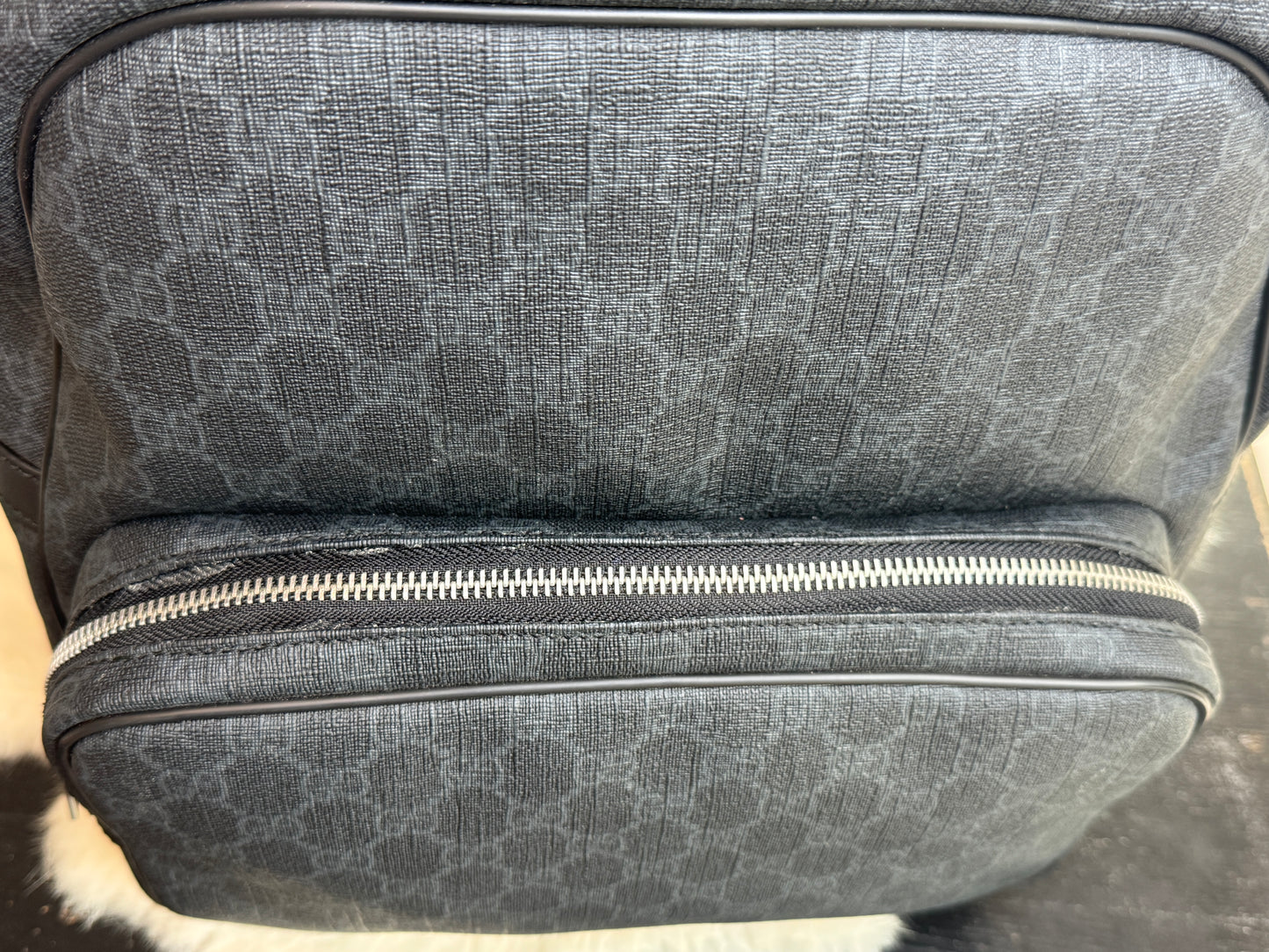 GUCCI Large Black GG Supreme Coated Canvas Backpack