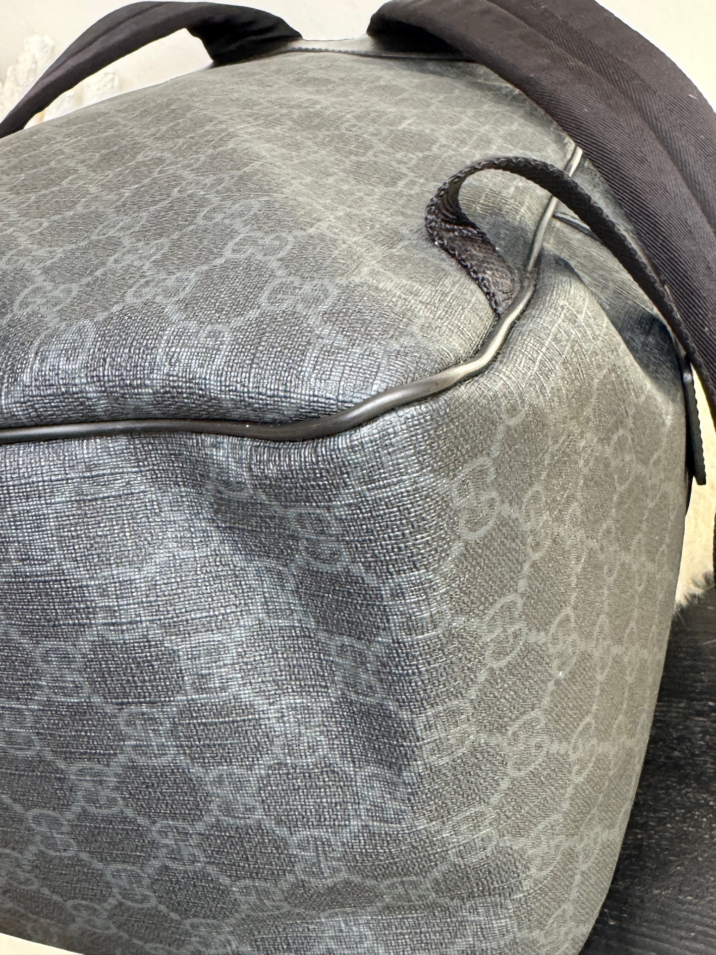 GUCCI Large Black GG Supreme Coated Canvas Backpack