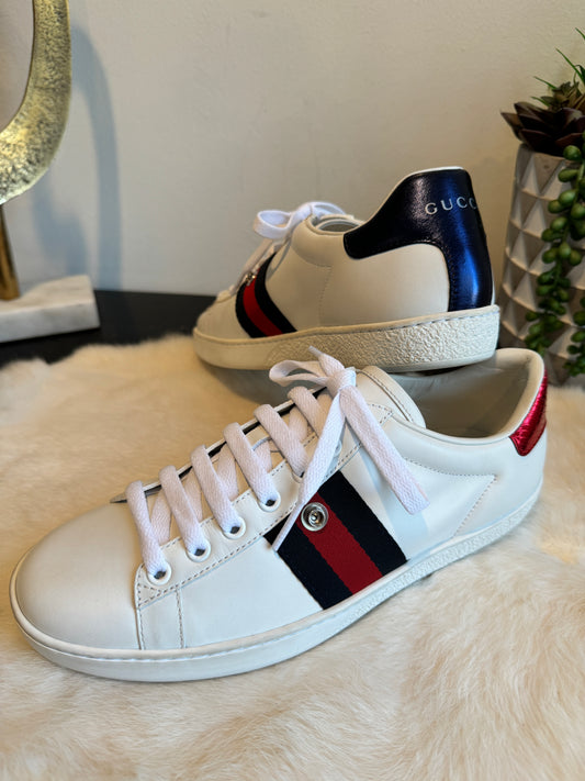 Gucci Ace Navy/Red Web Sneakers (37EU/37.5EU)