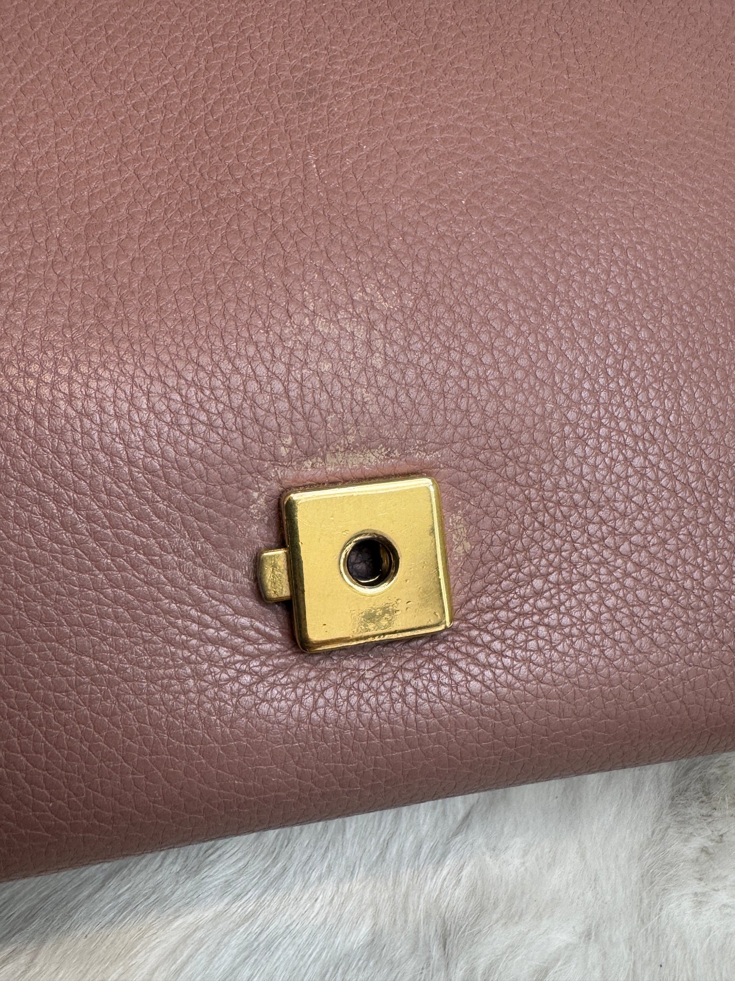 Gucci Pebbled Calfskin Small GG Marmont Top Handle Bag Rose