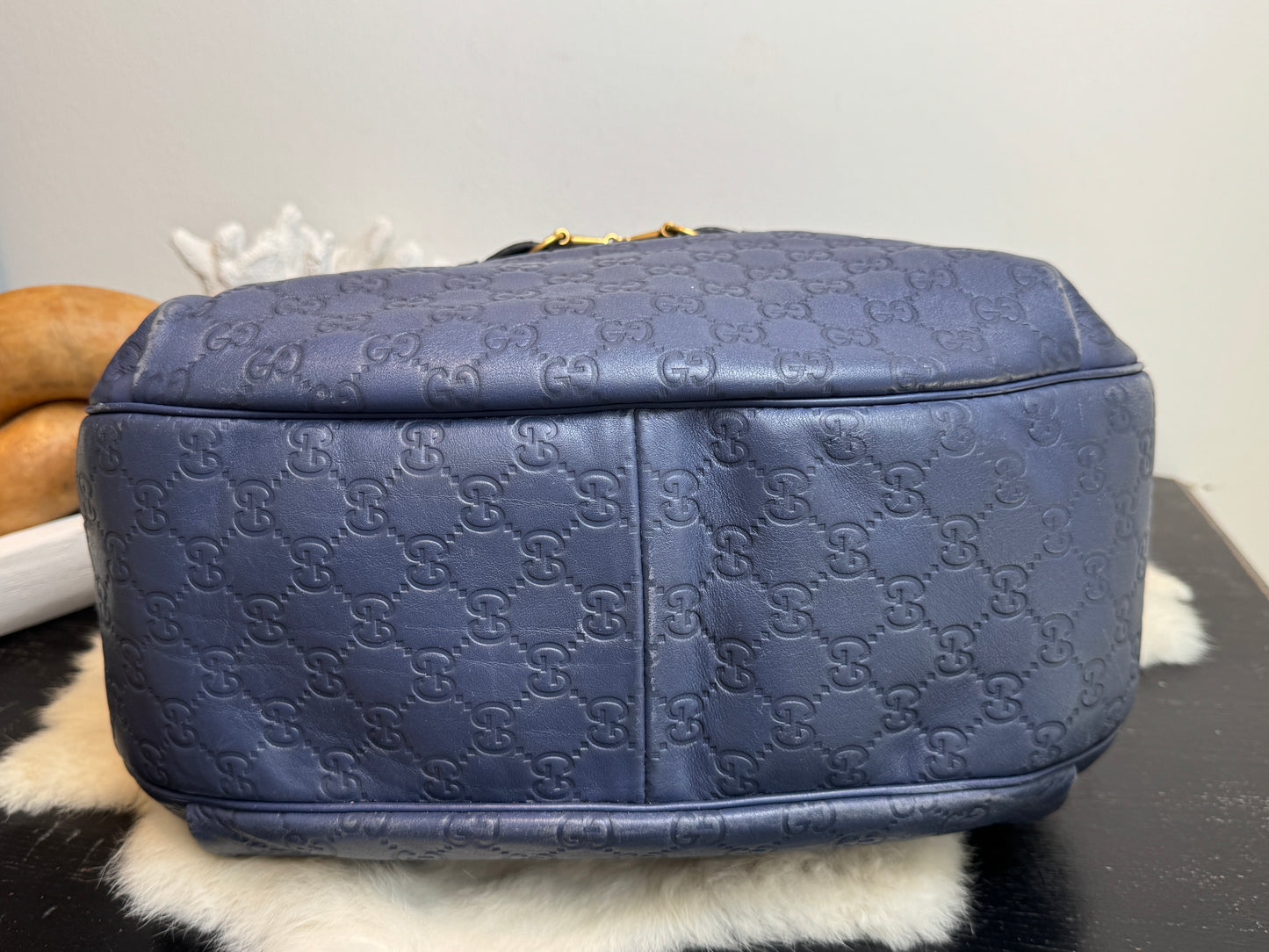 GUCCI Blue Medium Guccissima Emily Hobo Bag