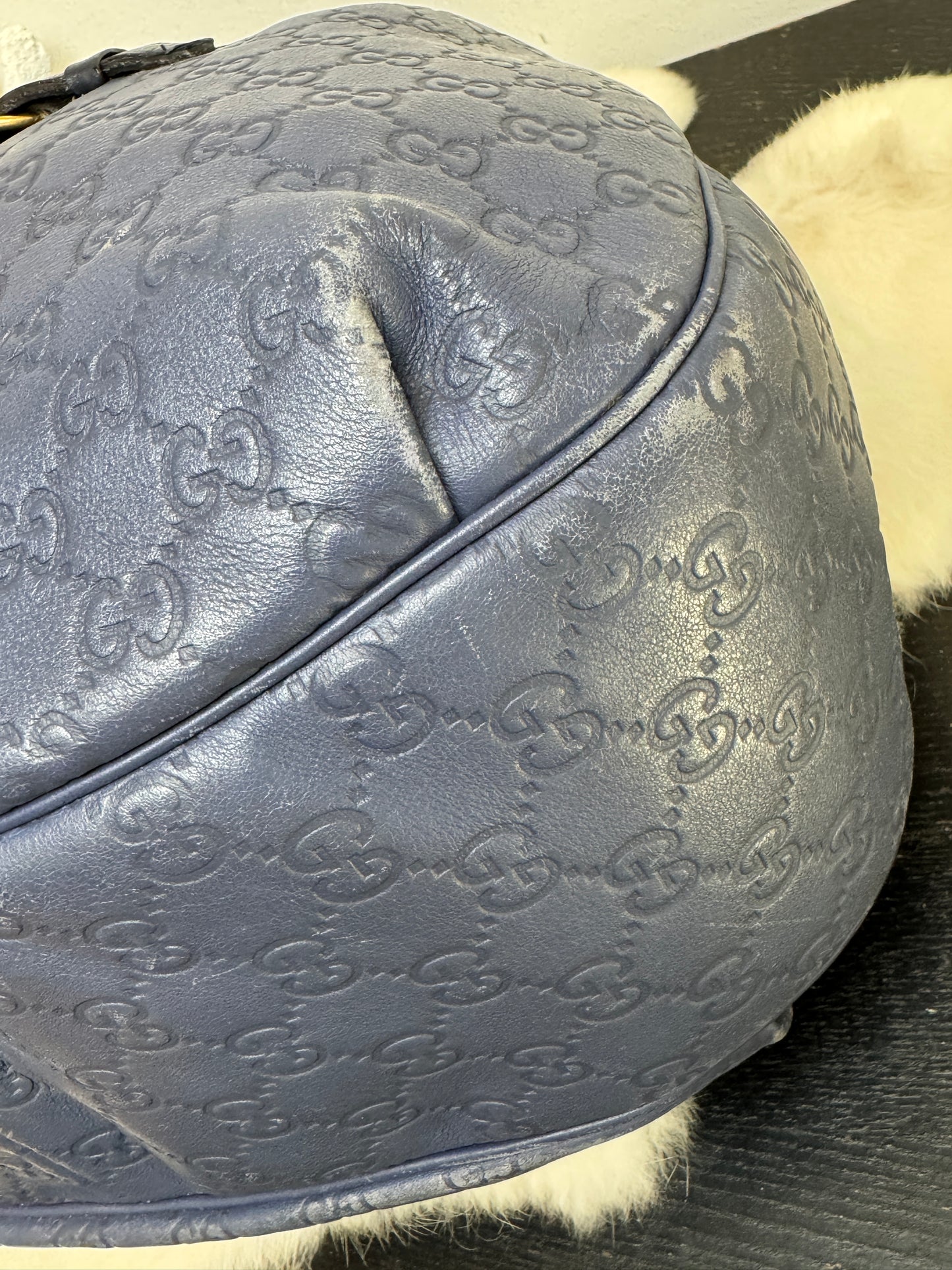 GUCCI Blue Medium Guccissima Emily Hobo Bag