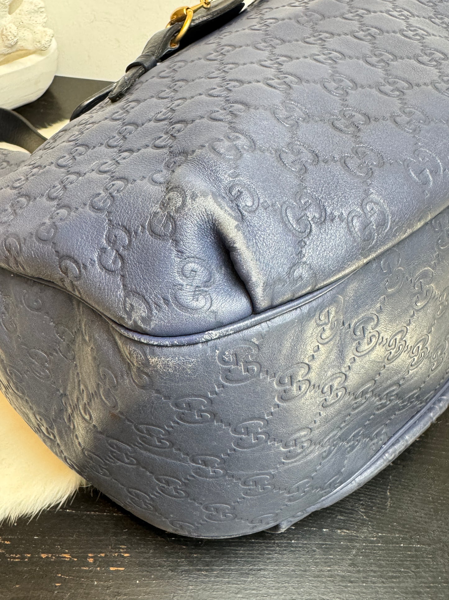 GUCCI Blue Medium Guccissima Emily Hobo Bag