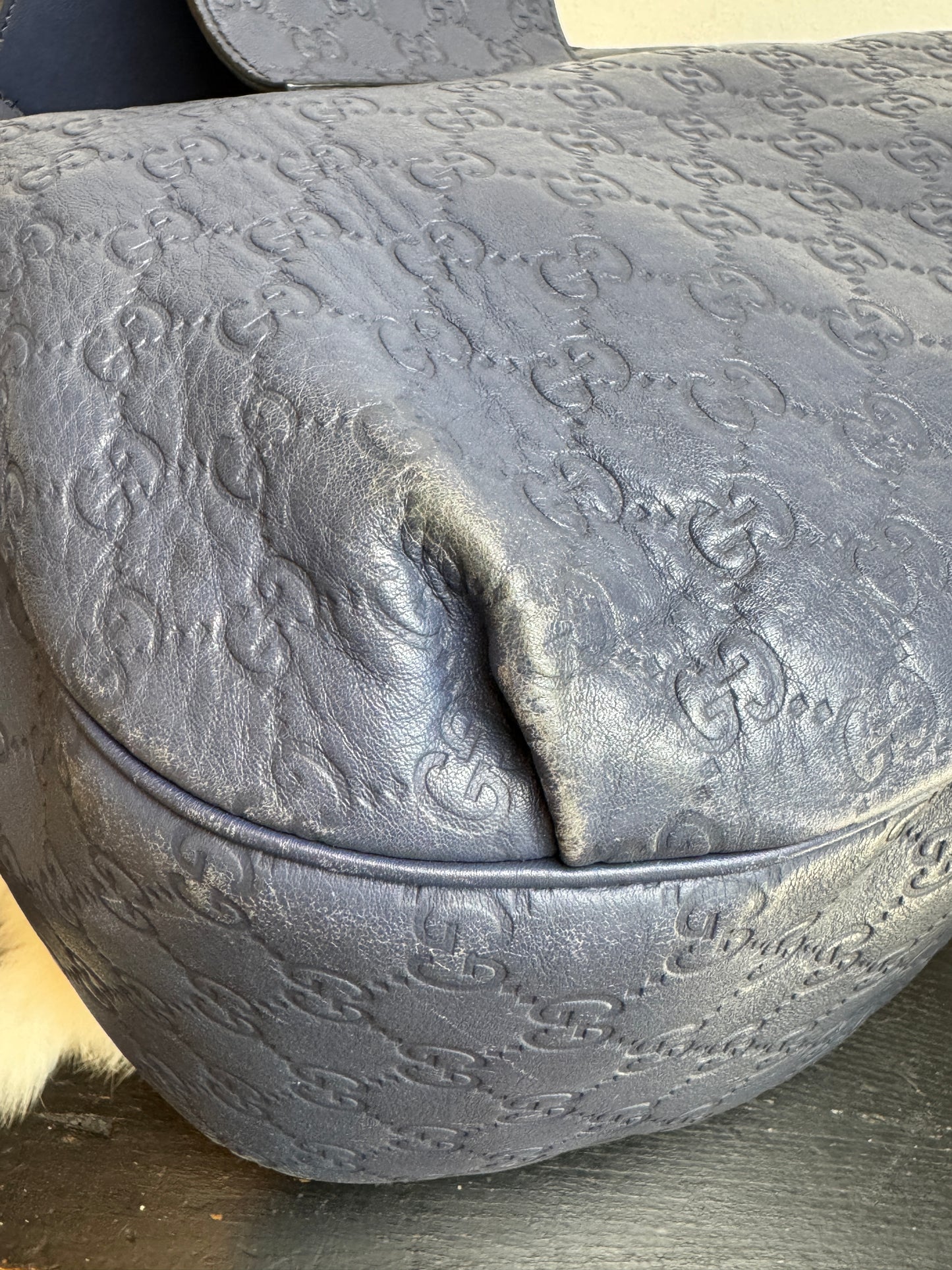 GUCCI Blue Medium Guccissima Emily Hobo Bag